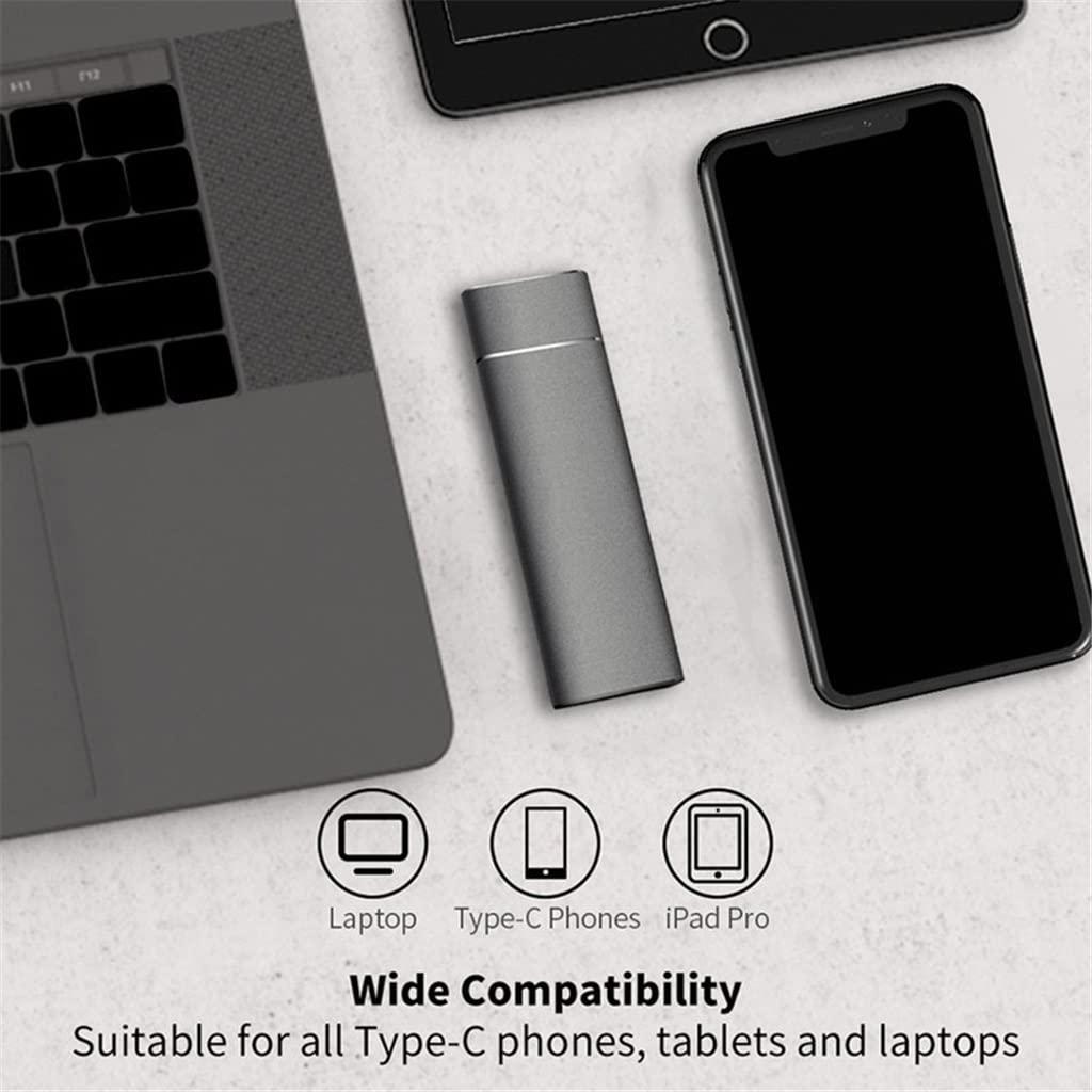 DJFHDIHRFHBVCASIJ SSD External Hard Drive USB 3.1 Type C 500GB 1TB 2TB Portable Solid State External Drive (Color : Gray, Size : 500GB)
