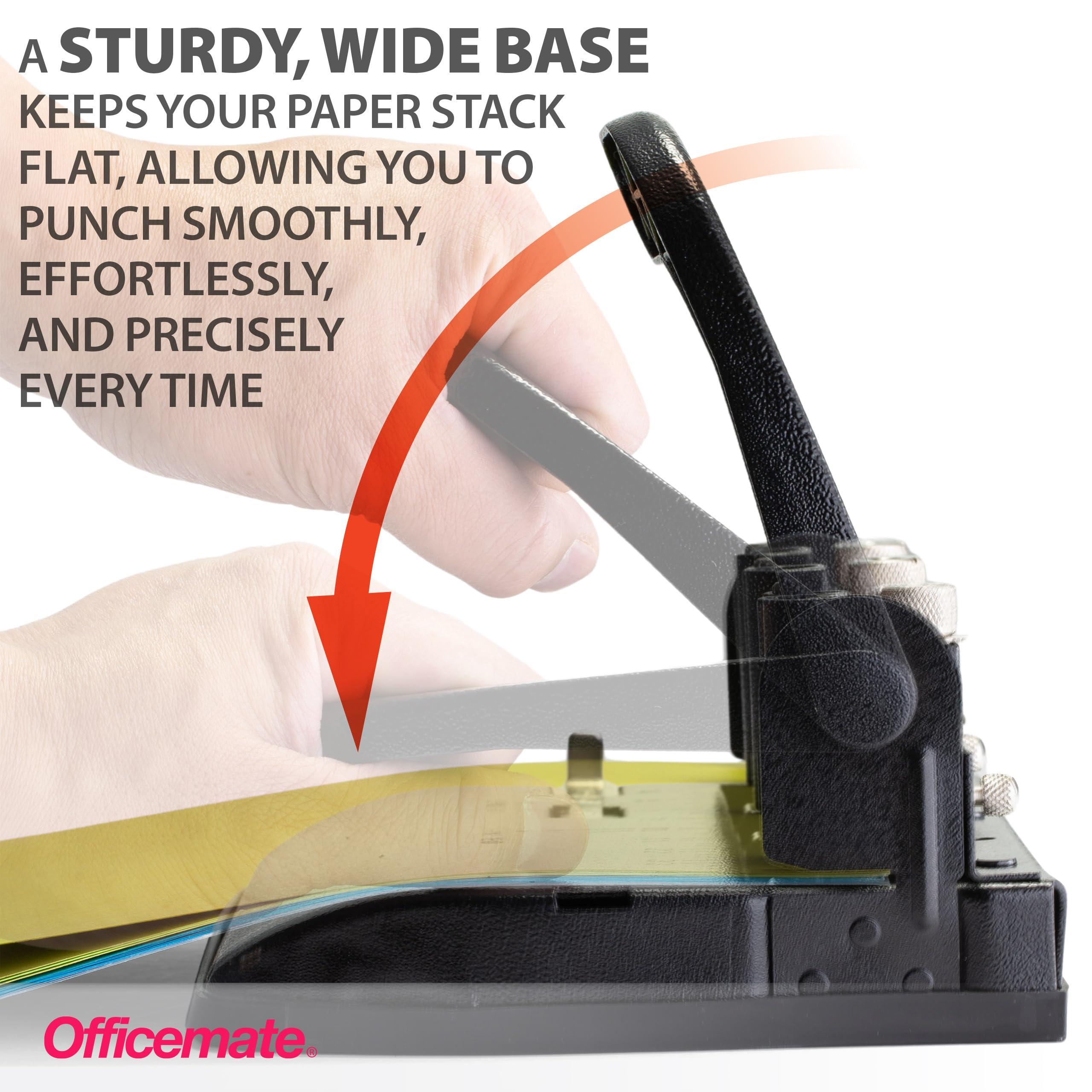Officemate Officemate Heavy Duty Adjustable 2-3 Hole Punch with Lever Handle, 32-Sheet Capacity, Black (90078)