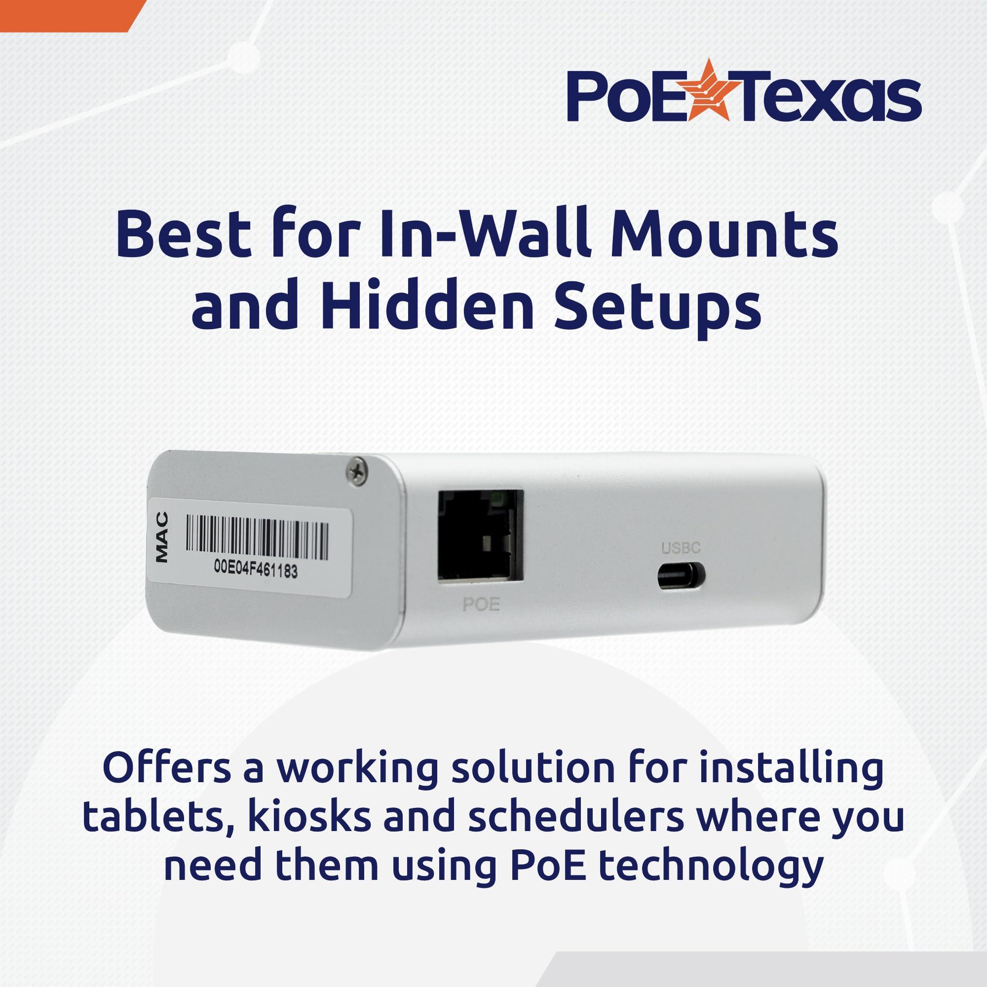 PoE Texas PoE+ to USBC Power Delivery Compatible with Tablet Computers Like iPad Pro Gen 3, Microsoft Surface Go, Google Pixel, and More (USB-C Power Compatible w/iPad Pro) (Gigabit Power + Data 2)