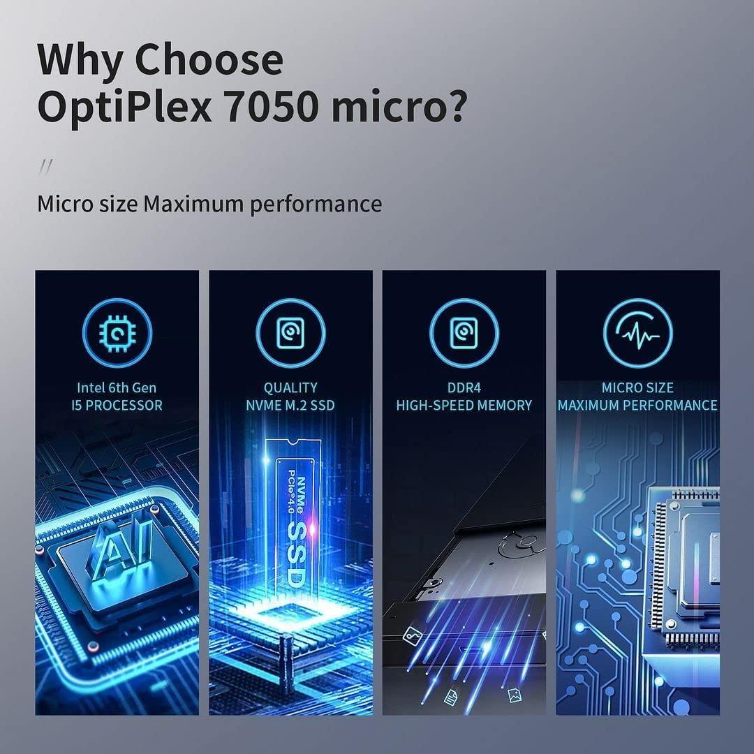 Dell Dell Optiplex 7050 Micro Desktop PC, Intel Quad Core i5-6500T 2.50Ghz,32GB DDR4 512GB NVMe M.2 SSD, AX210 Built-in WiFi 6E Bluetooth 5.2 HDMI Windows 10 Pro Wireless Keyboard & Mouse (Renewed)