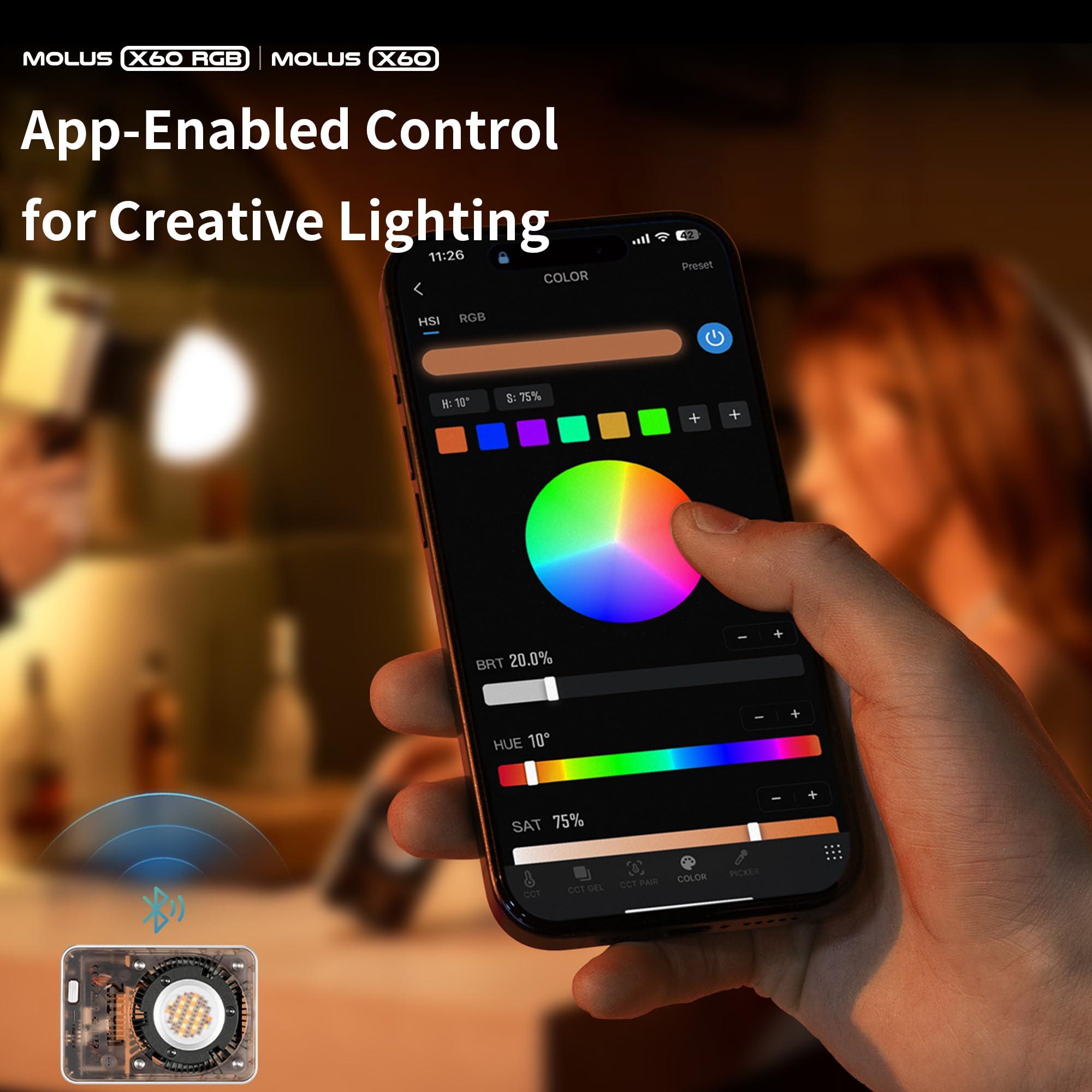 ZHIYUN ZHIYUN MOLUS X60 RGB 60W COB Video Light LED Pocket Lights Portable Outdoor Fill Lamp Photography Lighting