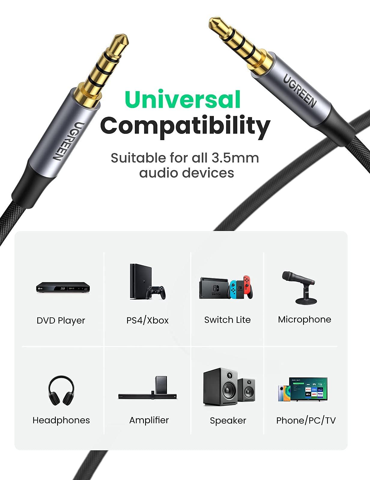 UGREEN UGREEN USB Audio Adapter External Sound Card Bundle with 4-Pole 3.5mm Audio Cable 3FT