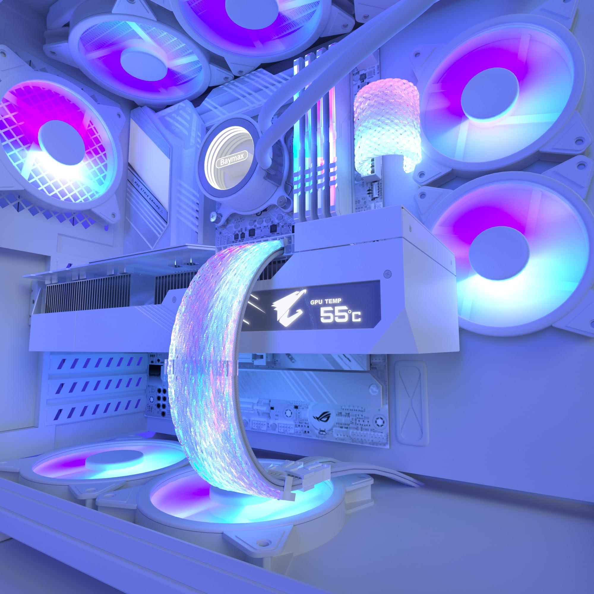 Sirlyr Sirlyr RGB PSU Cables,Full White ARGB GPU Power Supply Cable 3 * 8(6+2) Pin,Strimer Extension Cable Kit 5V 3Pin Synchronized,Customed White PC Chassis (White Connector)