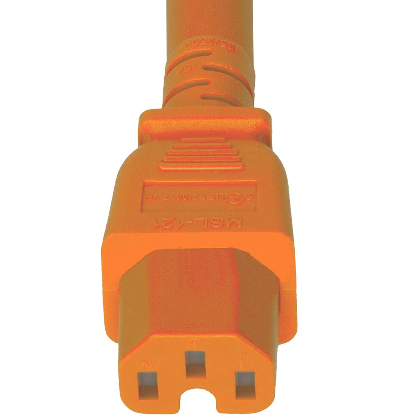 World Cord Sets, Inc World Cord Sets 6 Foot IEC 60320 C14 to C15 High Temperature Equipment 15 Amp Power Cable (Orange)