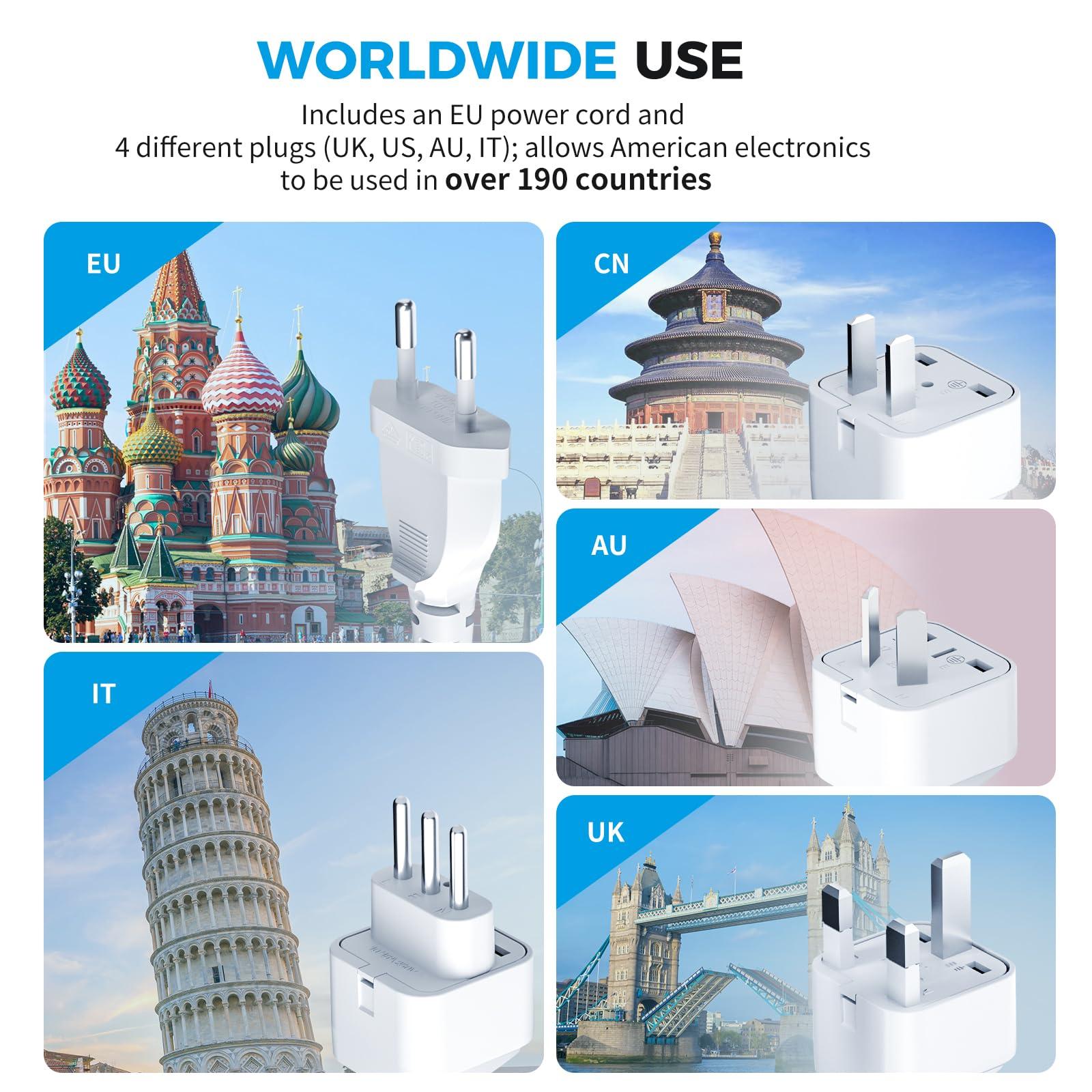 DOACE [Game-Changer] DOACE 500W Max 220V to 110V Converter, 50Hz to 60Hz Voltage Converter for European Travel, 100% Pure Sine Wave Voltage Converter US to Europe for CPAP Hair Straightener Laptop Phone