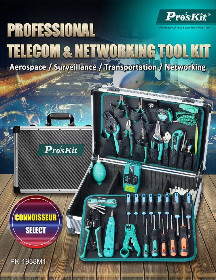 Pro'sKit Pro'sKit Tools Solutions PK-1938M1 Professional Telecom & Networking Tool Kit Computer & Networking Surveillance System Installation & Maintenance(PK-1938M1)