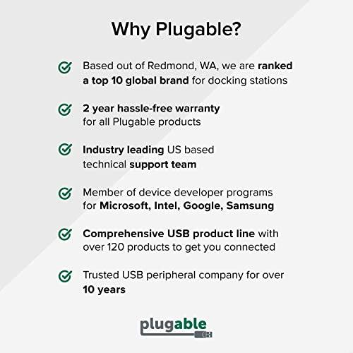 Plugable Plugable Universal Laptop Docking Station, 4K Dual Monitor, DisplayPort or HDMI, Windows Mac or ChromeOS Laptops, USB-C or USB 3.0, Adds 2 Displays, Ethernet, Audio, 6 USB Ports