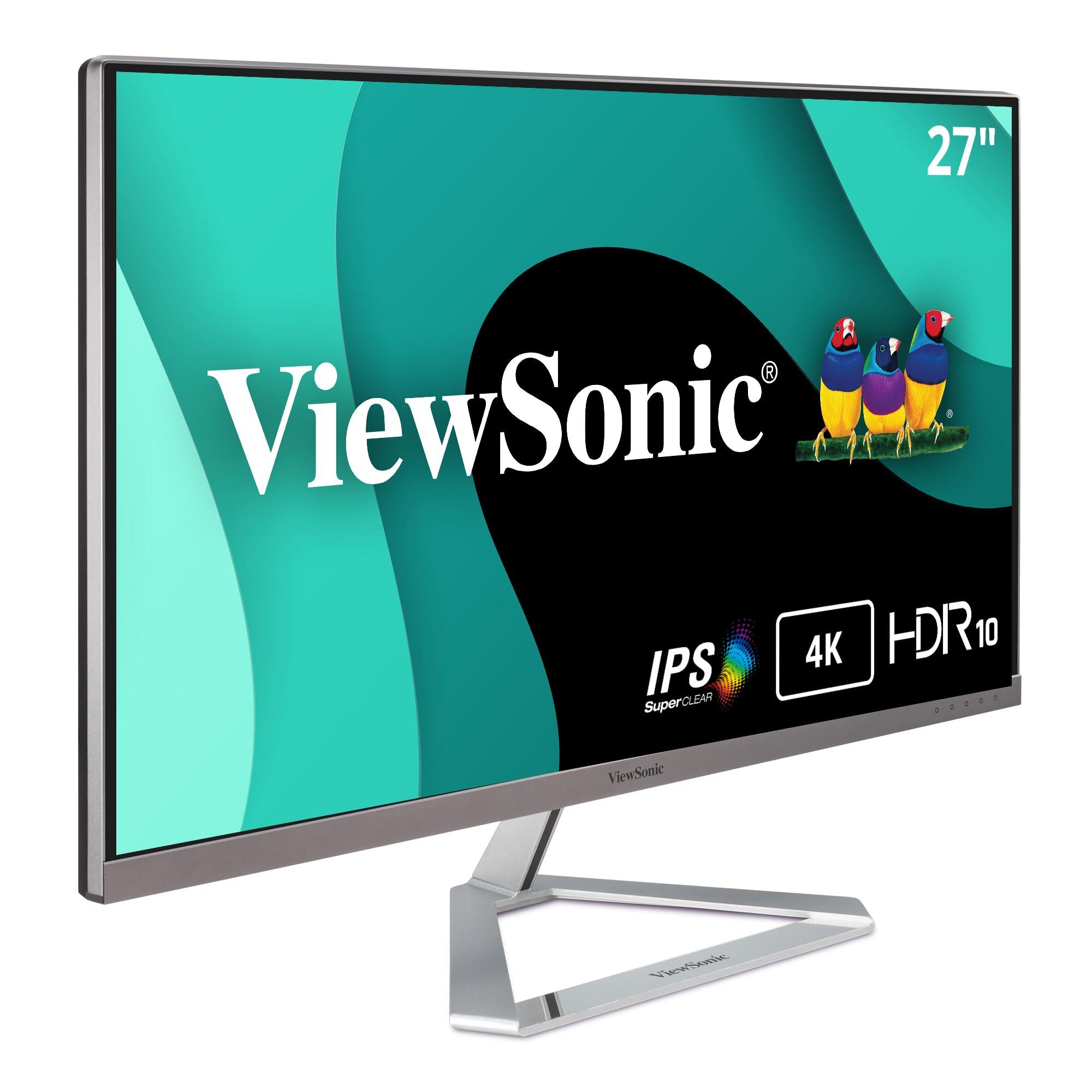 ViewSonic ViewSonic VX2776-4K-MHDU 27 Inch 4K UHD IPS Monitor, 65W USB C, HDR10 Content Support, Thin Bezels, HDMI and DisplayPort