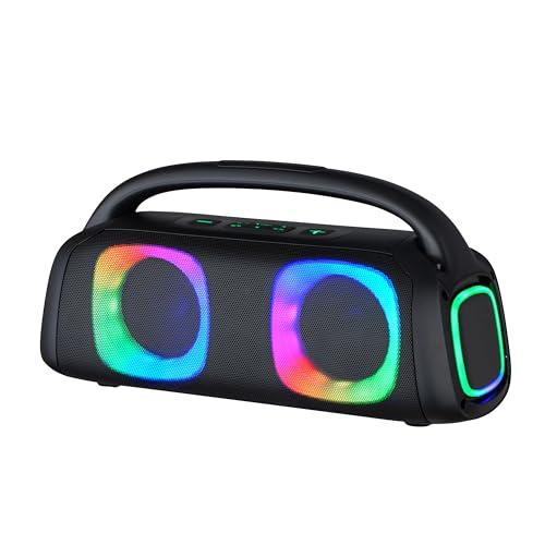 Supersonic IQ Sound IQ-3540BT Portable Bluetooth Speaker with RGB Lights, TWS, Enhanced Stereo Sound, Voice Assistant Control, Hands-Free Mic, RGB Lighting Modes, A2DP Bluetooth, USB/Micro SD/FM Radio Inputs