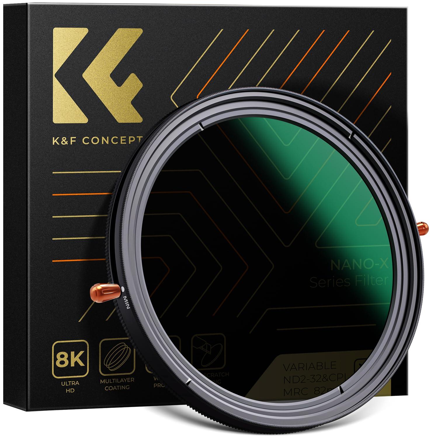 K&F Concept K&F Concept 49mm Variable Fader ND2-ND32 ND Filter and CPL Circular Polarizing Filter 2 in 1 for Camera Lens No X Spot Waterproof Scratch Resistant (Nano-X Series)