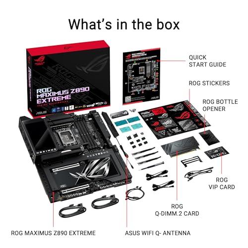 ASUS ASUS ROG MAXIMUS Z890 EXTREME Intel Z890 LGA 1851 E-ATX motherboard, Advanced AI PC-ready, 24+2+1+2 stages, DDR5, WiFi7, 2.5G/10G LAN, PCIe 5.0 M.2, Thunderbolt 5, USB Type-C, AI OC, 5 LCD Screen