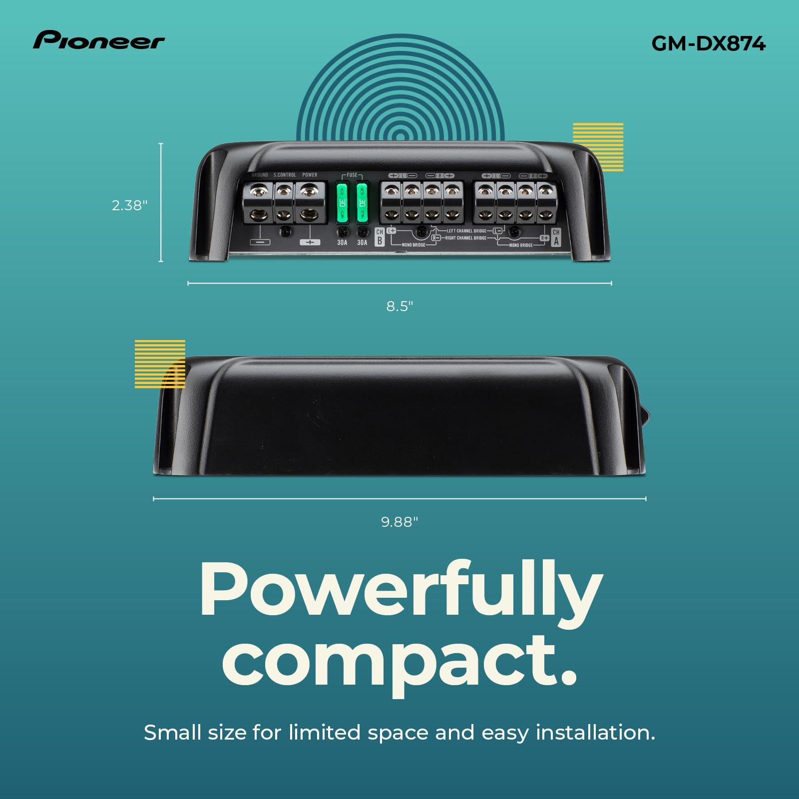 Pioneer Pioneer GM-DX874 1,200 Watts Class D Powerhouse Amplifier, 4-Channel Amp, Variable Low-Pass Filter, Compact Design, and Remote Bass Boost Control