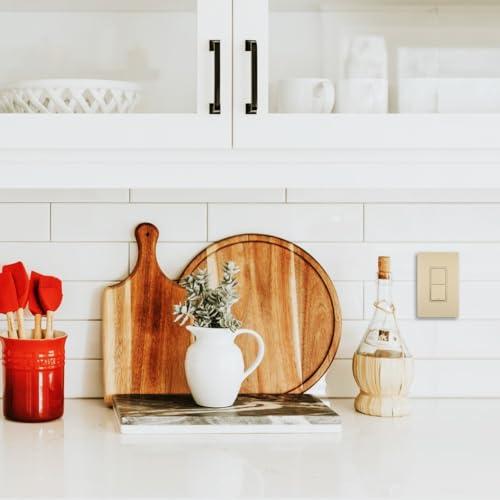 Pass & Seymour Legrand radiant RCD11ICC6 15 Amp Combination 2-in-1 Decorator Rocker Light Switch, Two Single Pole Switches, Ivory (1 Count)