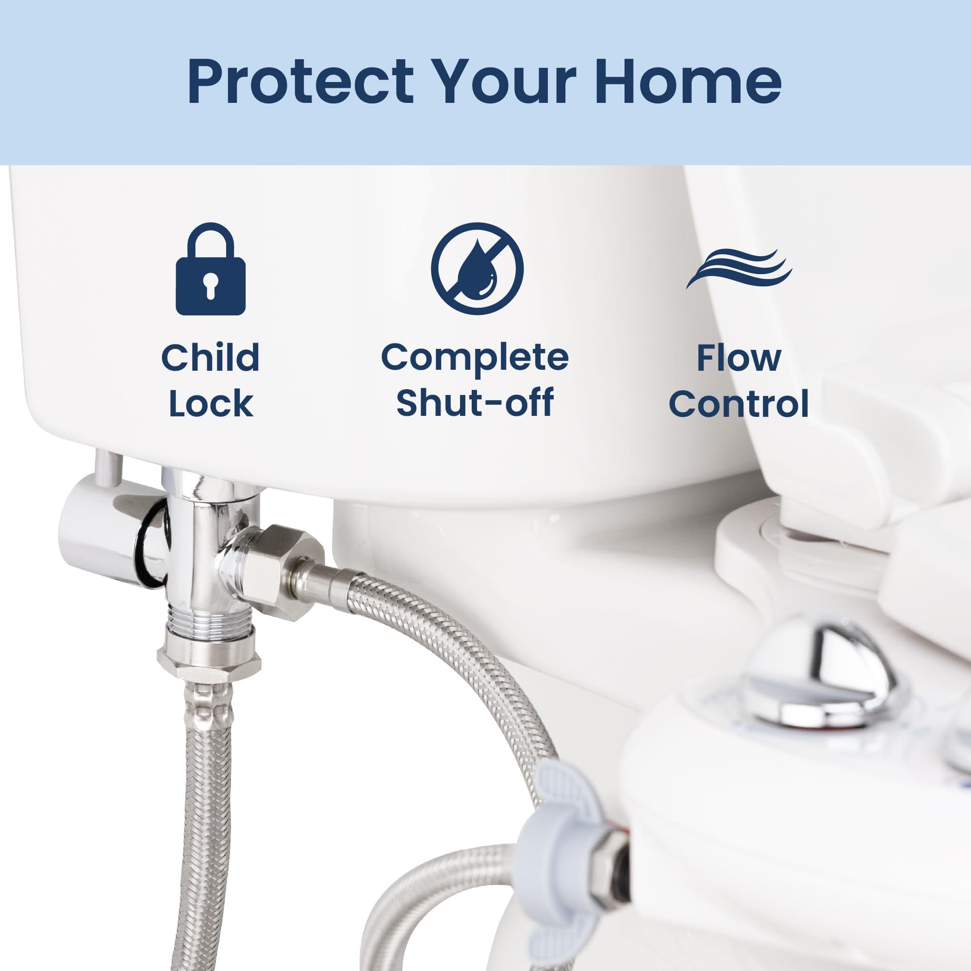 LUXE Bidet LUXE Metal T-adapter with Shut-off Valve, 3-way Tee Connector, Chrome Finish, for Luxe Neo Bidets