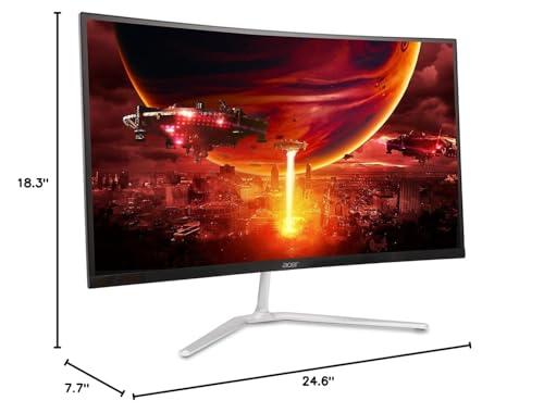acer Acer 27" WQHD 2560 x 1440 1500R Curved PC Gaming Monitor | AMD FreeSync Premium | Up to 170Hz Refresh | 1ms VRB | VESA Mount | HDR10 | 1 x Display Port 1.2 & 2 x HDMI 2.0 | EDA270U Pbmiipx | Silver