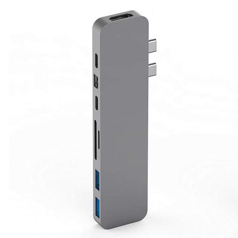 Hyper HyperDrive Mac USB C Hub Adapter, Multi-Port Hub MacBook Pro 2020 2019-2016, MacBook Air 8-in-2 Dongle w Thunderbolt 3, USB-C 100W PD, 4K HDMI, MiniDP, microSD/SD Card Reader, 2xUSB A - Gray