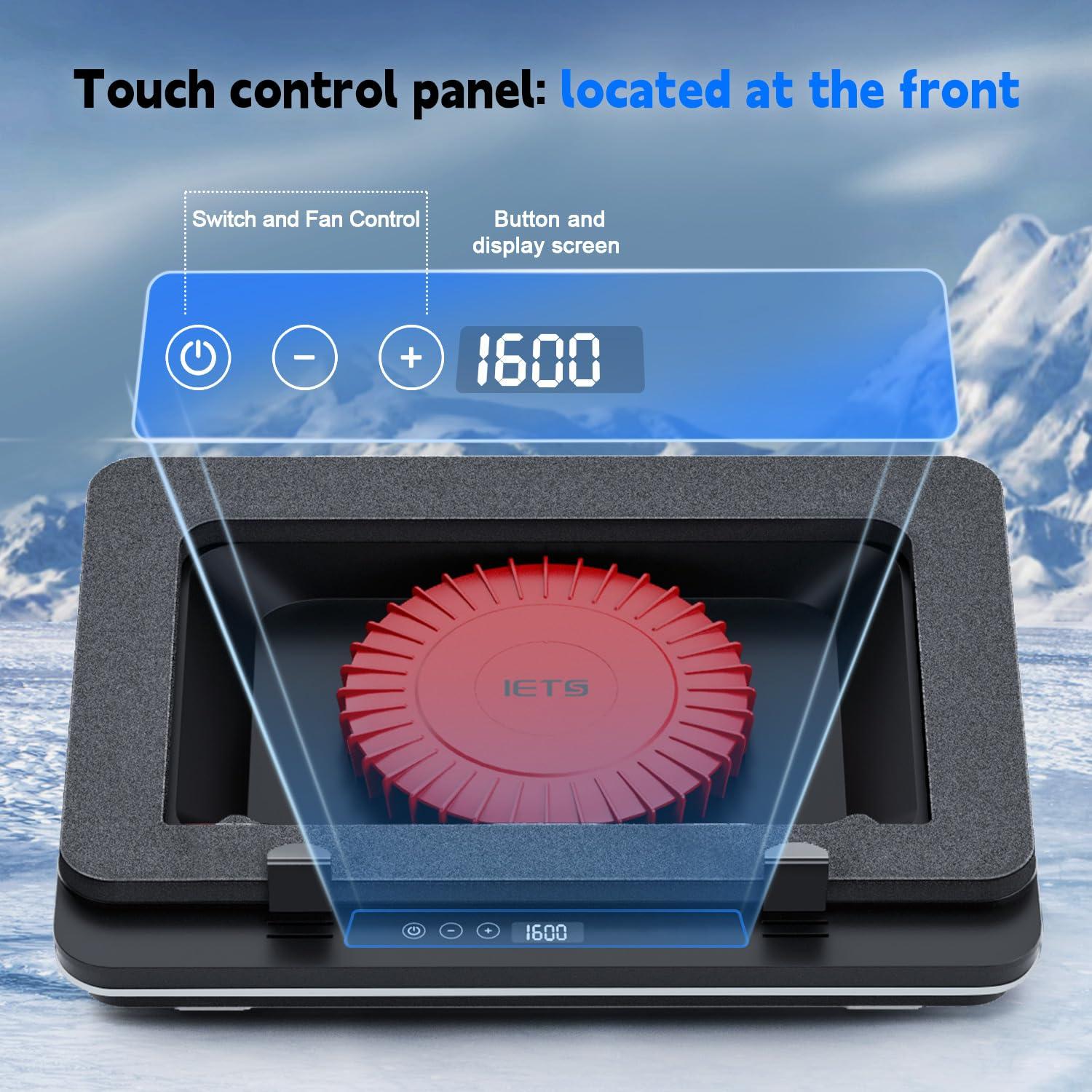 IETS IETS GT600 Laptop Cooling Pad Equipped Gigantic Turbo-Fan5.5inch Diameter,Sealed Foam for Rapid Cooling Gaming Laptop,14.1-19.3 inch Laptop Cooler with adjustable brackets,Dust Filter,touch start