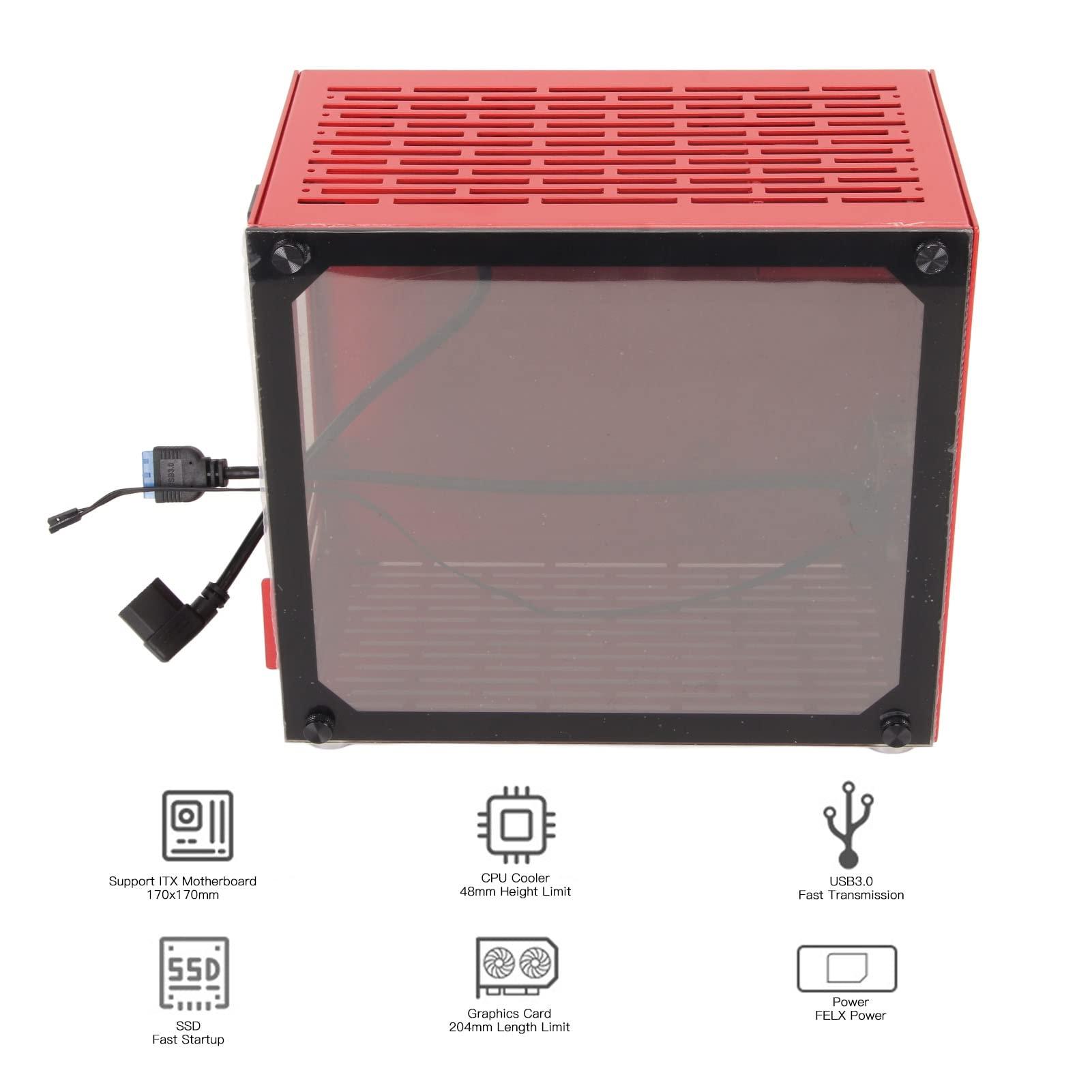 Vikye Mini ITX Case Computer Chassis, Aluminium Alloy HTPC Case Mini Portable ITX Case with Anti Slip Foot Padfor HTPC Desktop