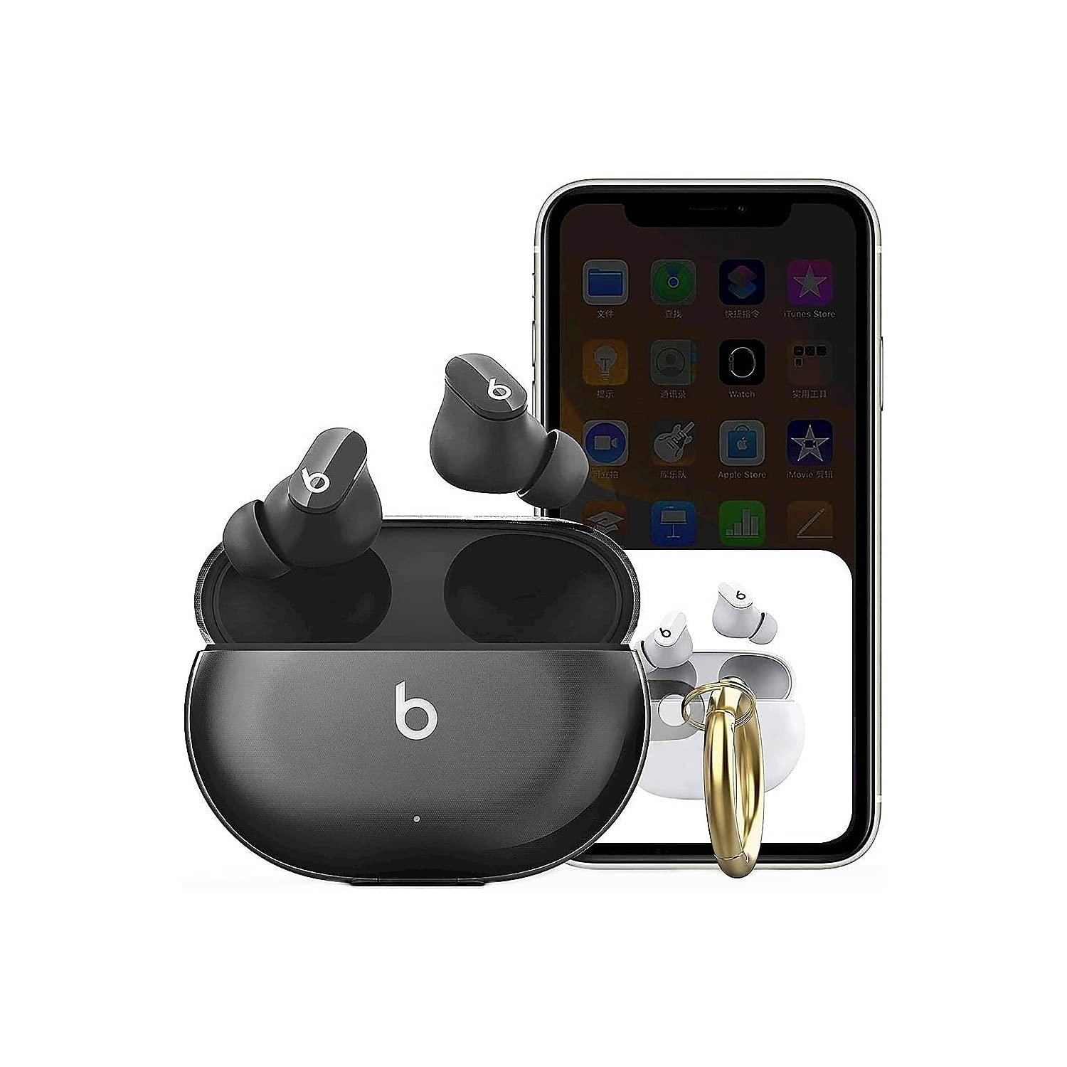 ZERODAMAGE SAHARA CASE SaharaCase Hybrid Flex Case for Dr. Dre Studio Buds 2021 [Rugged] Full Body Protection Antislip Grip Slim with Keychain (Transparent Black)