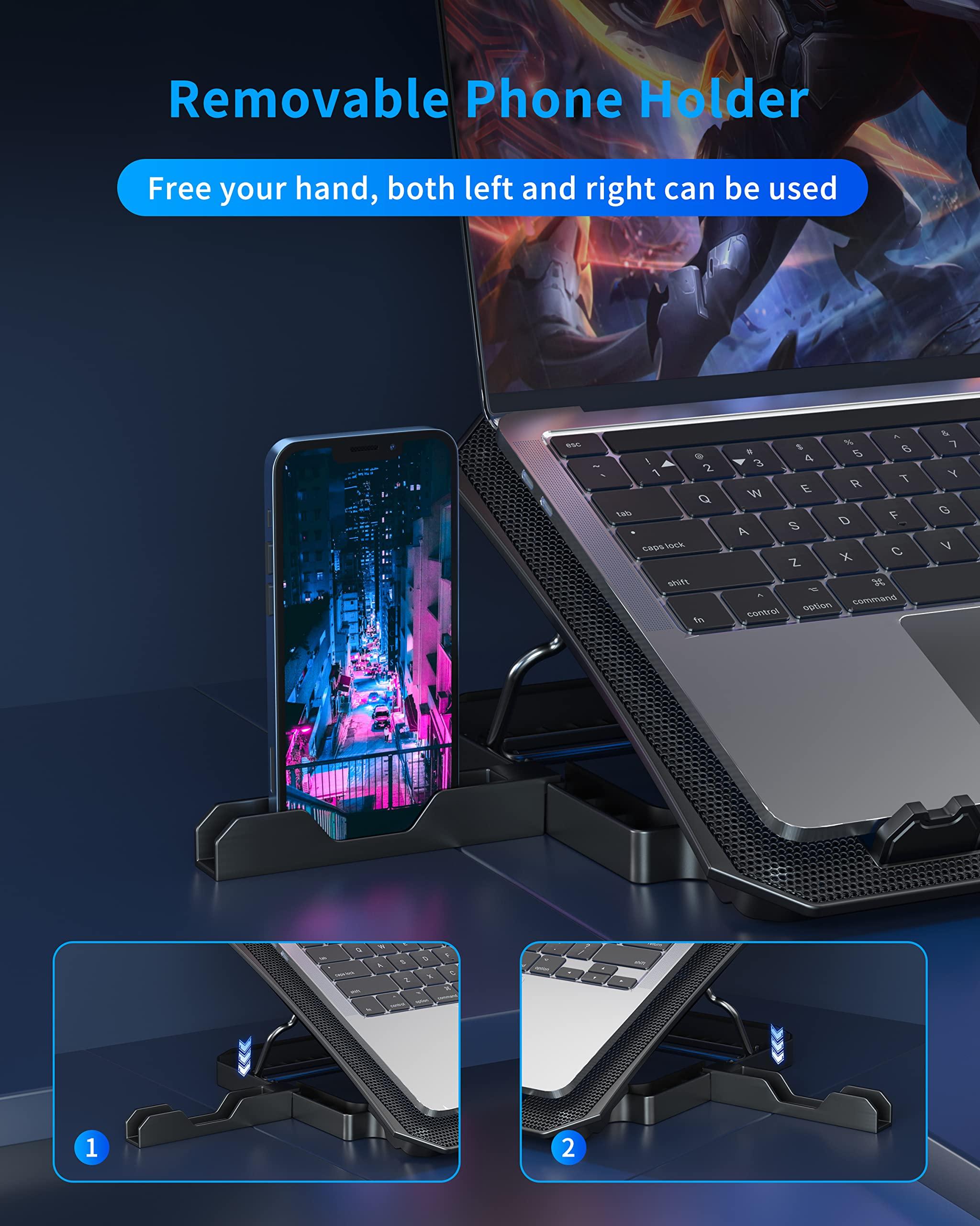 AICHESON AICHESON Laptop Cooling Pad for 12-15.6 Inch, 6 Cooler Fans with Blue Lights, Laptop Cooling Stand with 2 USB Ports (Blue)