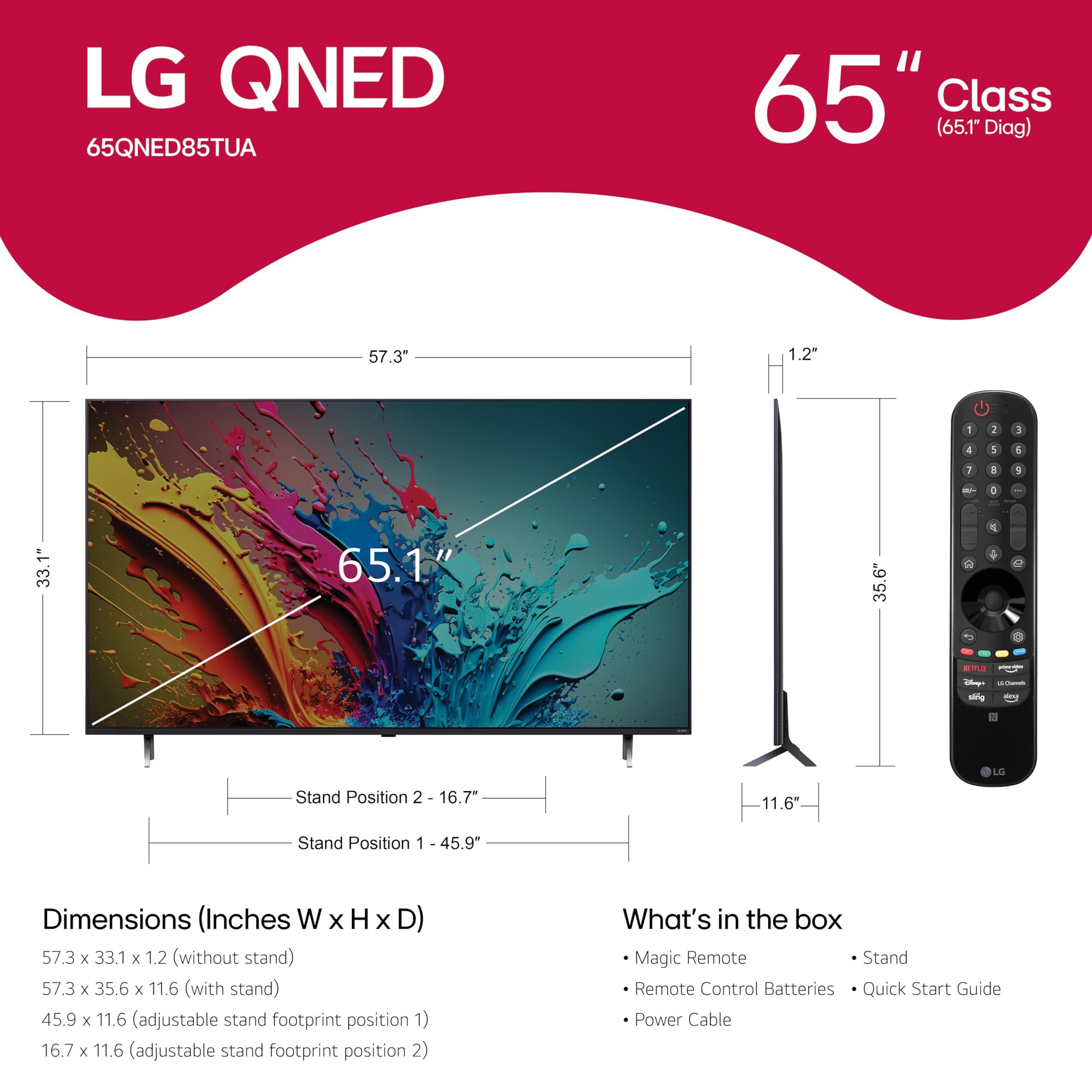 LG LG 65-Inch Class QNED85T Series LED Smart TV 4K Processor Flat Screen with Magic Remote AI-Powered with Alexa Built-in (65QNED85TUA, 2024)