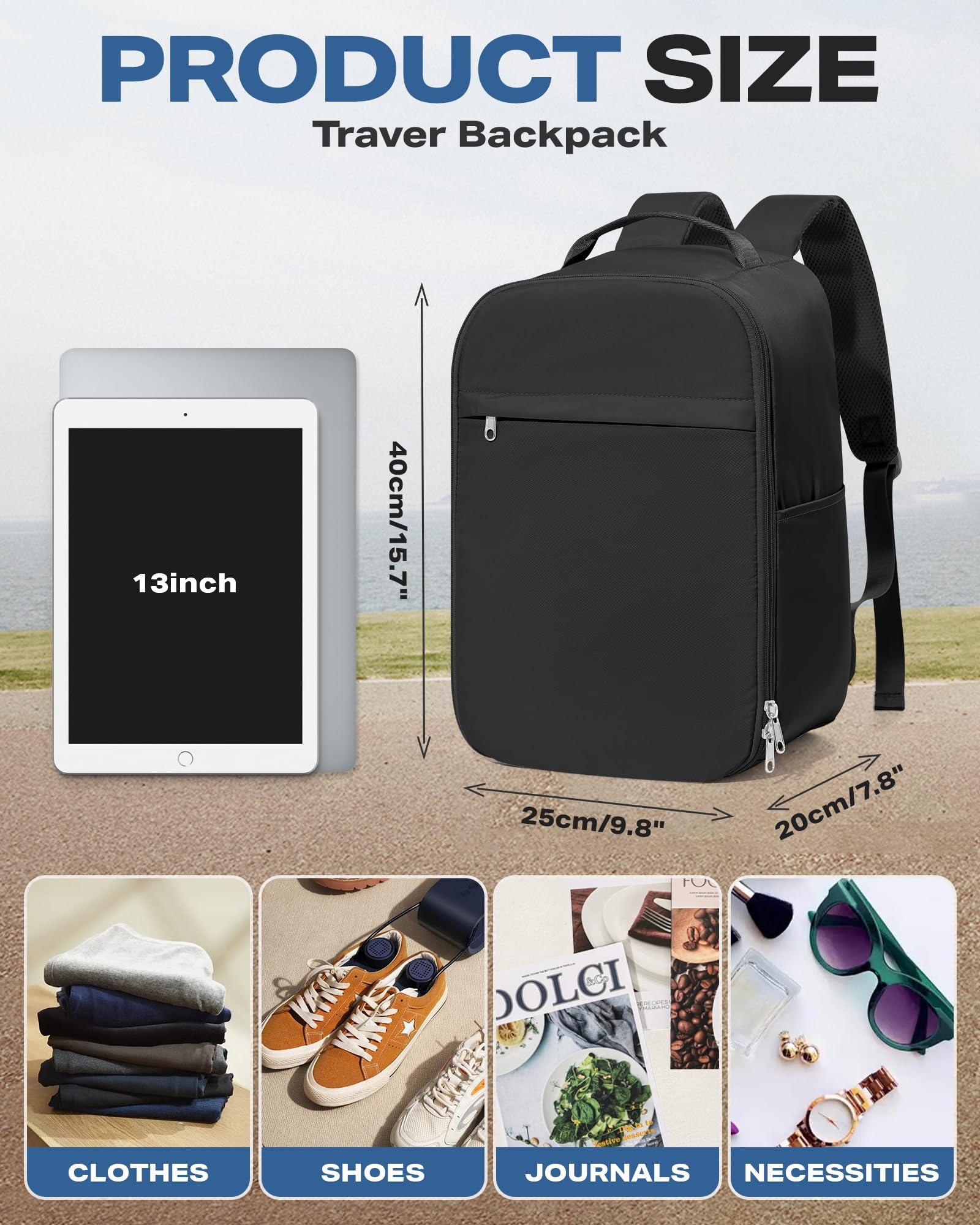 WEPLAN WEPLAN United Airlines Approved Personal Item Travel Bag, Underseat 20L Carry on Backpack, Waterproof Cabin Luggage Bag, mochila de viaje, Frontier Airlines Personal Item Bag, black