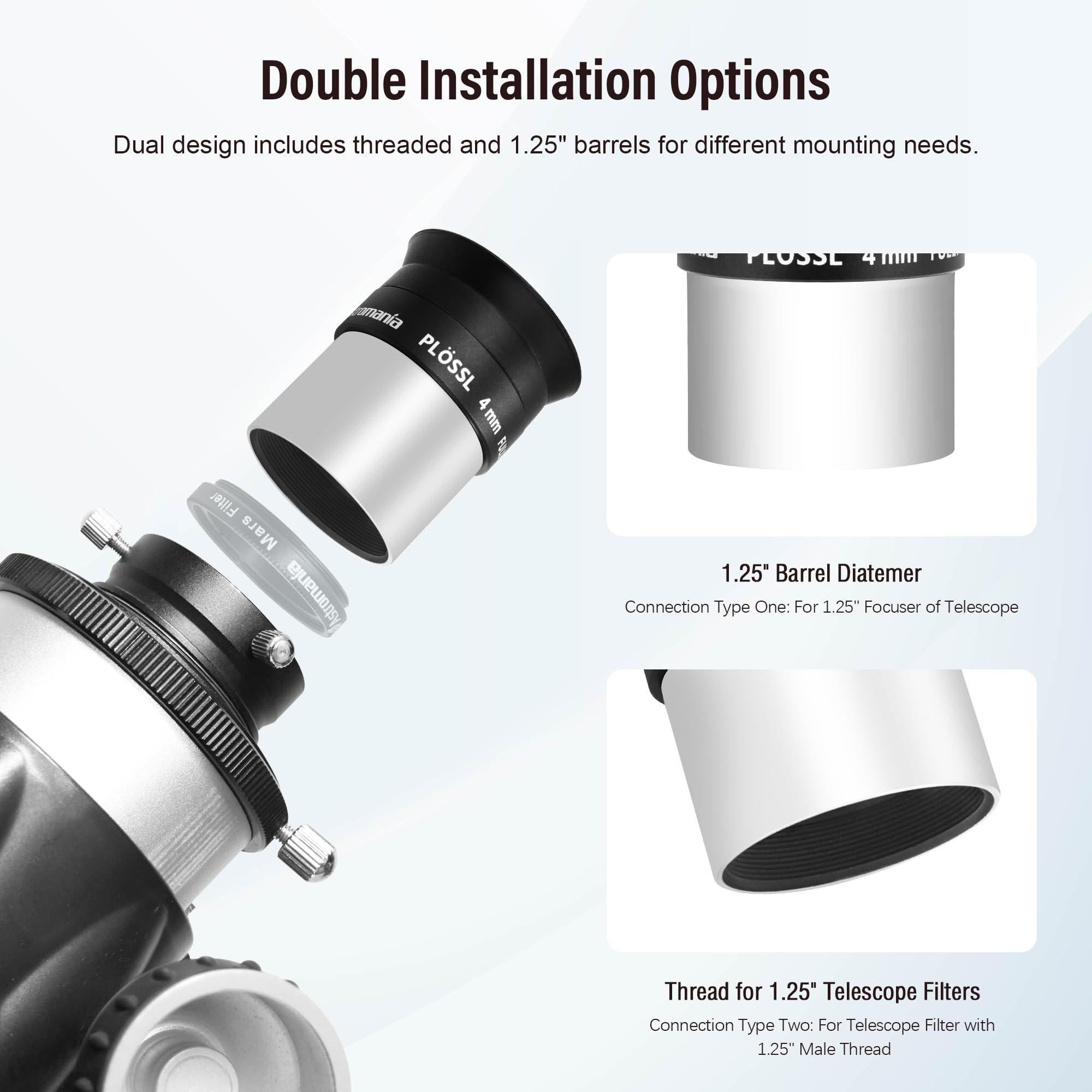 Astromania Astromania 1.25" 25mm Plossl Telescope Eyepiece - Bundle with - 1.25" 4mm Plossl Telescope Eyepiece