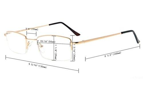 Eyekepper Eyekepper Half-Rim Memory Titanium Bridge Reading Glasses for Video Games Blue Light Blocking Readers Amber Tinted Lenses (Gunmetal,+1.00)