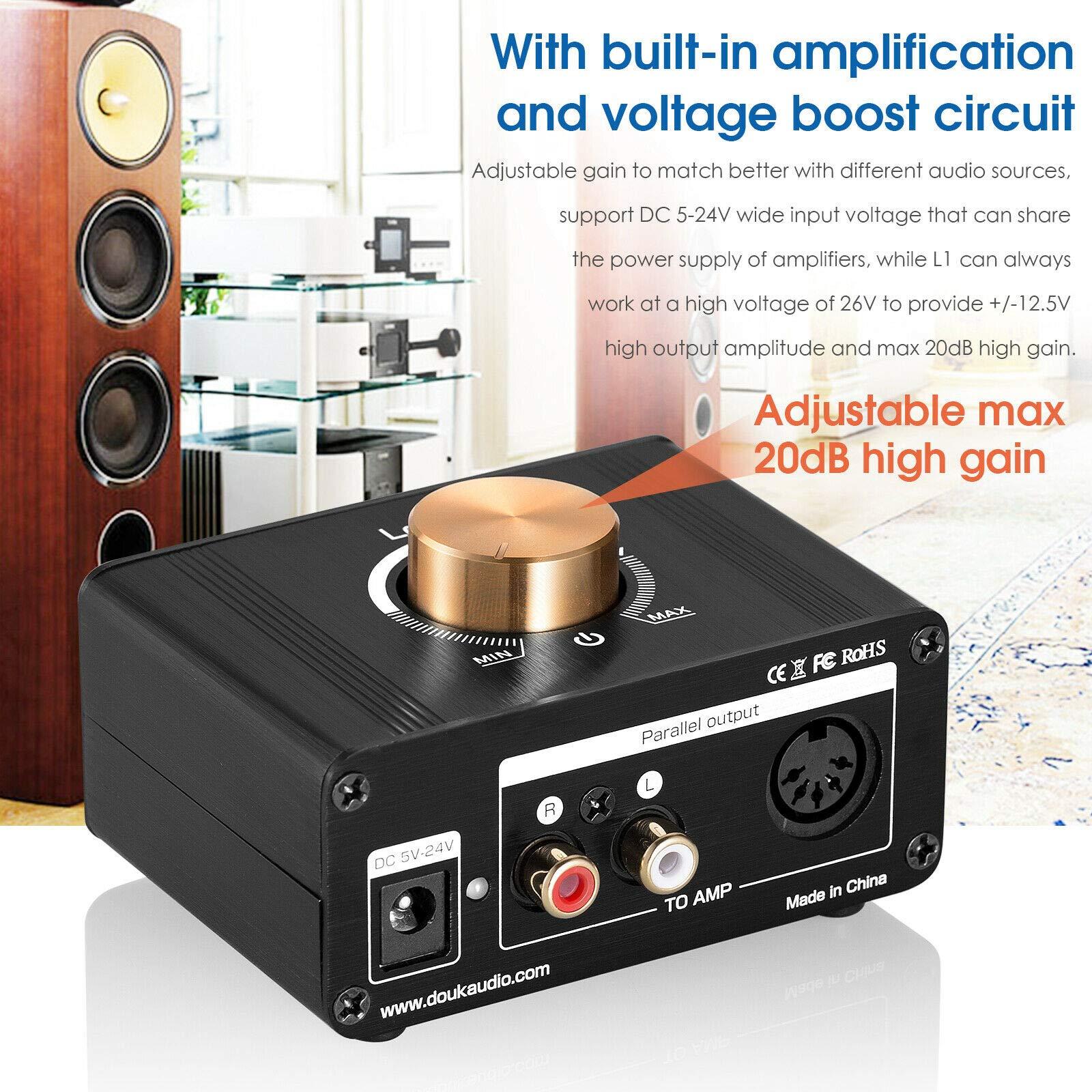 Douk Audio Douk Audio L1 Mini Stereo Line Level Booster Amplifier Audio Preamp with 20dB Gain and Volume Control