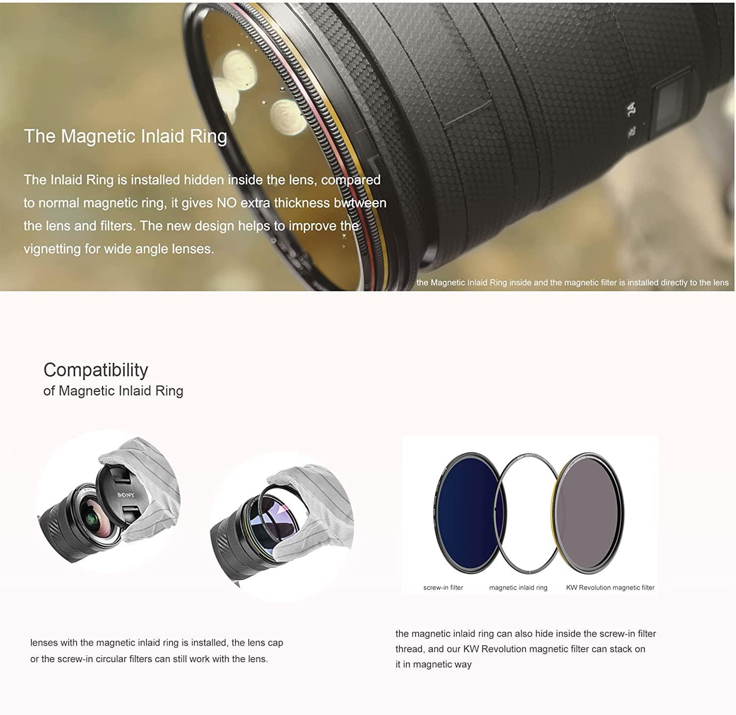 Kase Kase KW Revolution Mega Filter Kit Magnetic Shockproof Tempered Optical Glass w Color Coded Rings inc CPL ND8 ND64 ND1000 R-MCUV Night Lens Cap & Case (72mm)