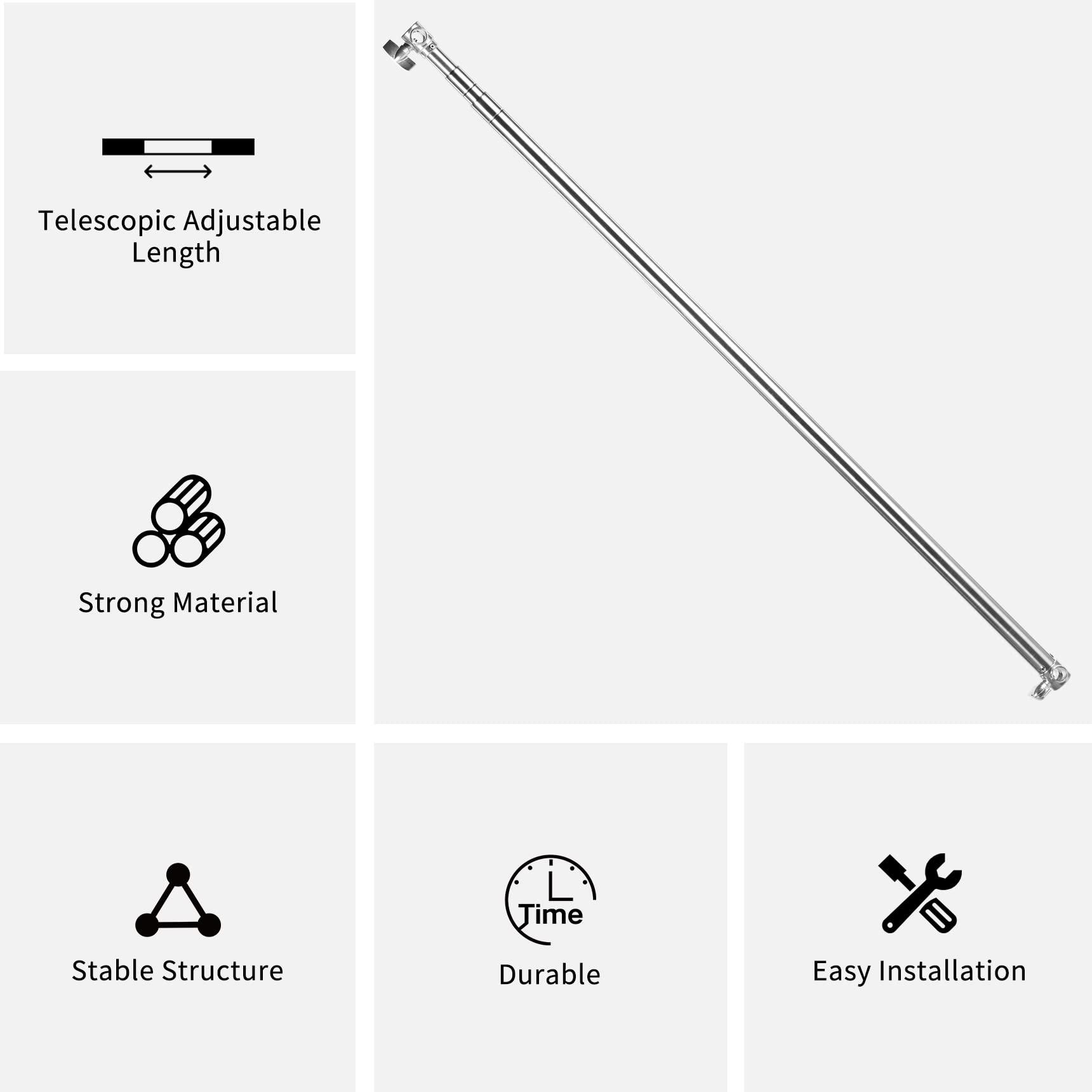 Meking Pro Stainless Steel Telescopic Backdrop Crossbar Max Length 10 ft/3m Adjustable Background Support Cross Arm, Backdrop Pole for C Stand