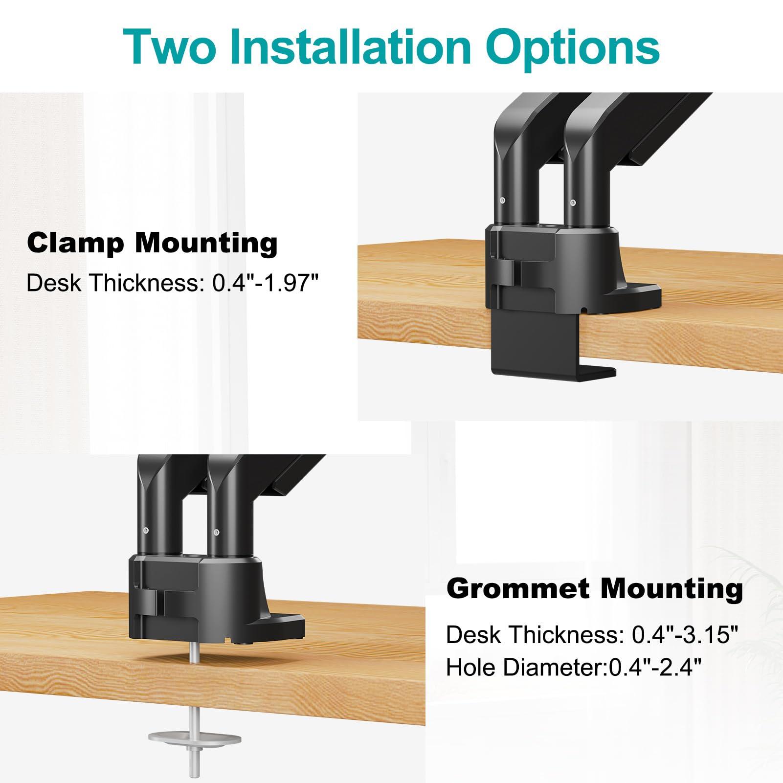 MOUNT PRO MOUNT PRO Dual Monitor Stand Fits Max 42 Inch Computer Screen, Heavy Duty Premium Monitor Mount for 2 Monitors, Each Arm Holds up to 33lbs, Ultrawide 2 Monitor Desk Mount, VESA Mount 75x75mm/100x100mm