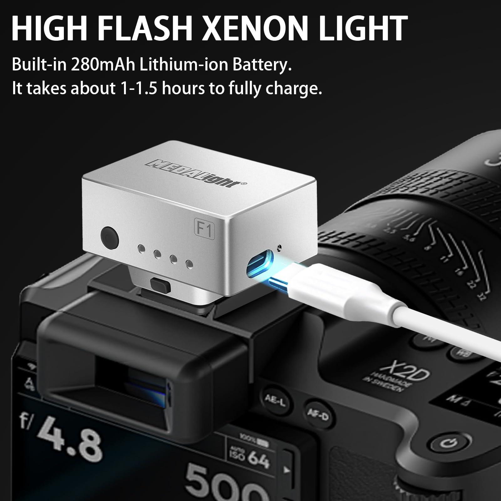 MEDALight MEDALight F1 Mini Camera Flash Camera Flash Speedlite for Ricoh (GR3/GR3X,etc.) Fuji/Sony/Nikon/Canon,Digital Film Cameras,Portable Mini hot Shoe Flashlight for DSLR Cameras.(Silver)
