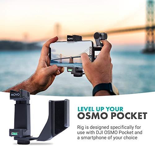 Movo Movo OPR-50 Smartphone Video Rig Compatible with DJI OSMO Pocket 1, 2 - Includes Mount and 2X Shoe Mount for Microphone, Light, and More - Phone Stabilizer for Video Recording