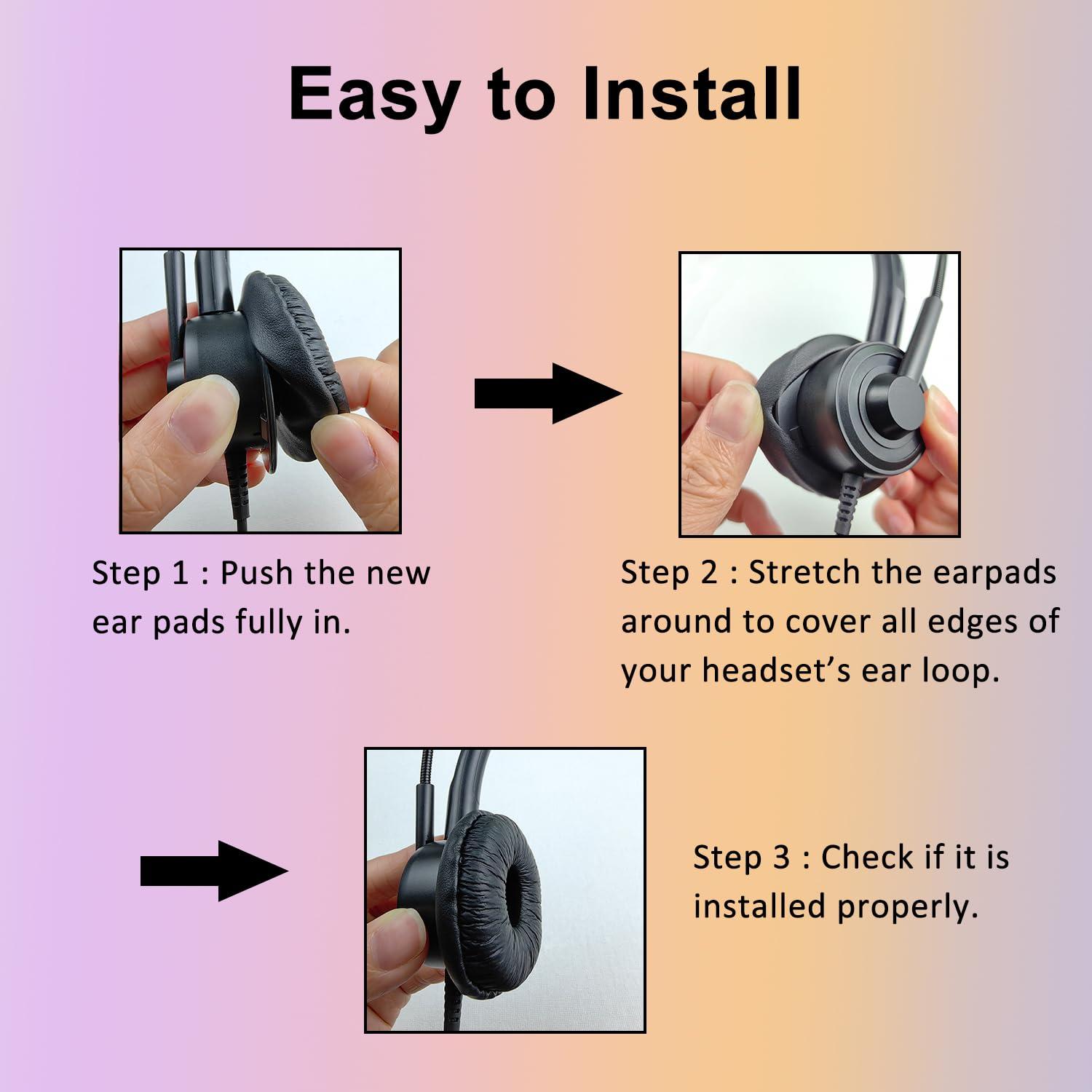 Weatwo Ear Cushions for Plantronics Headset, 50mm Replacement Headphone Earpads Covers for Plantronics HW251N 510 520 Blackwire 3210 3220 3310 3320 Jabra PRO 920 930 9450 BIZ 1500 1900 2400II-4 Pack