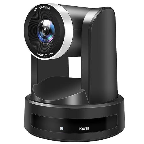 SMTAV PTZ Camera 10X Optics Zoom with HDMI USB Network outputs Conference Cameras Support PTZ Control and IP Live Streaming Output for Conferencing, Church