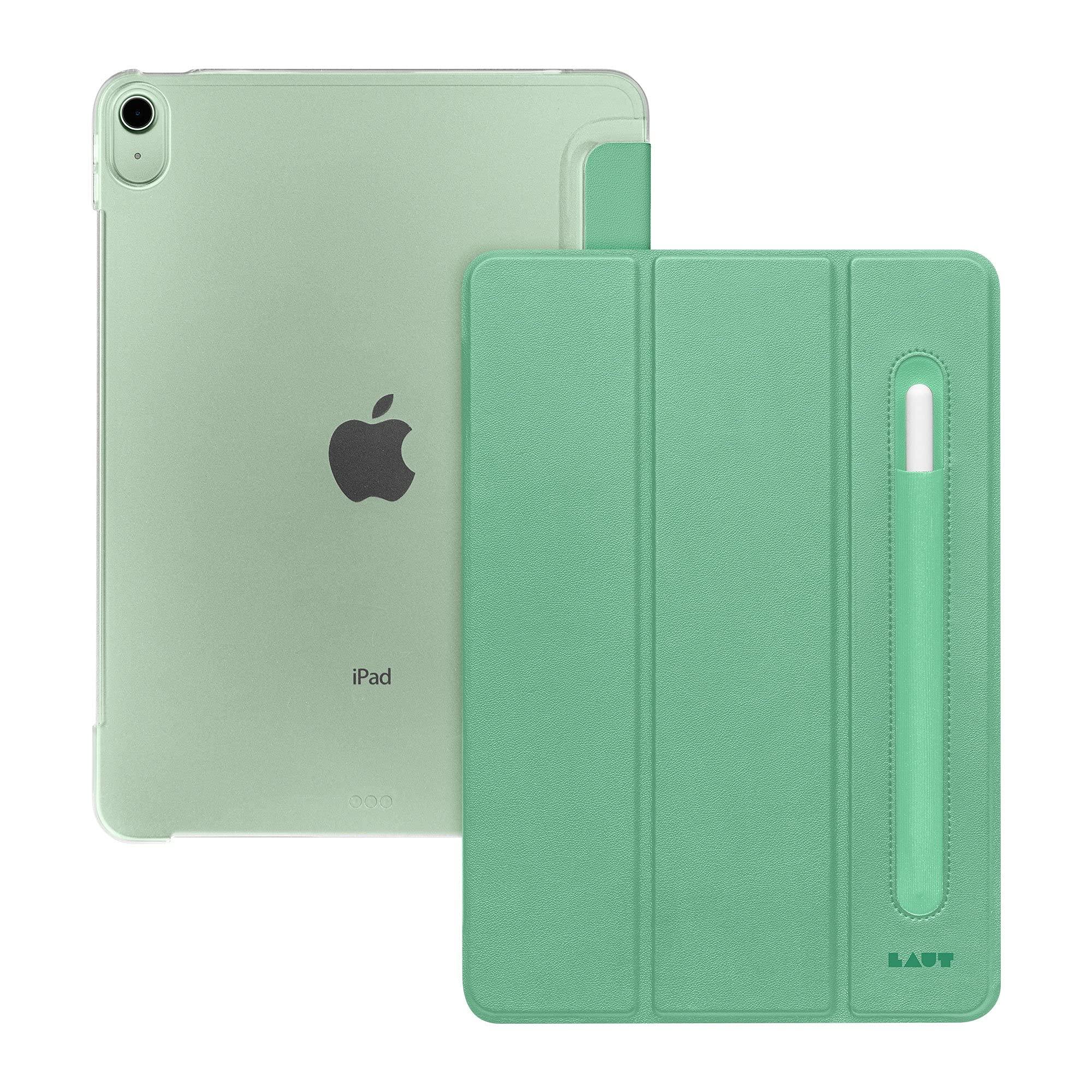 LAUT LAUT - HUEX Folio case Compatible with iPad Air 10.9-inch (2020) | Built-in Apple Pencil Holder | Crystal Clear Hard Back Casing | Slim & Ultra-Lightweight Green