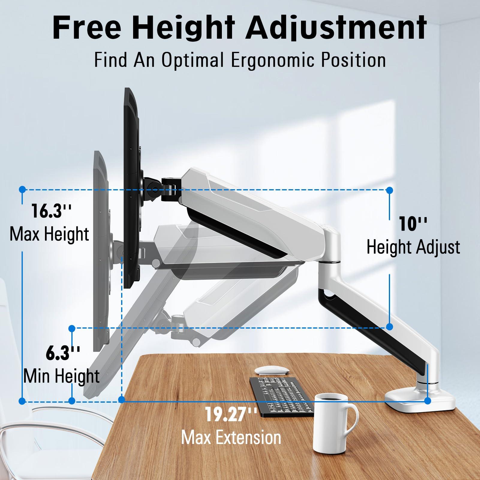 MOUNTUP MOUNTUP White Single Monitor Desk Mount & White Dual Monitor Desk Mount Bundle