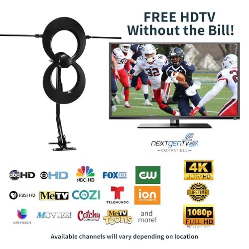 Antennas Direct Antennas Direct ClearStream MAX-XR UHF VHF Indoor Outdoor TV Antenna, Multi-Directional, 60-Mile Range, 4K 8K UHD NEXTGEN TV w/ 20-inch Mast (Black)
