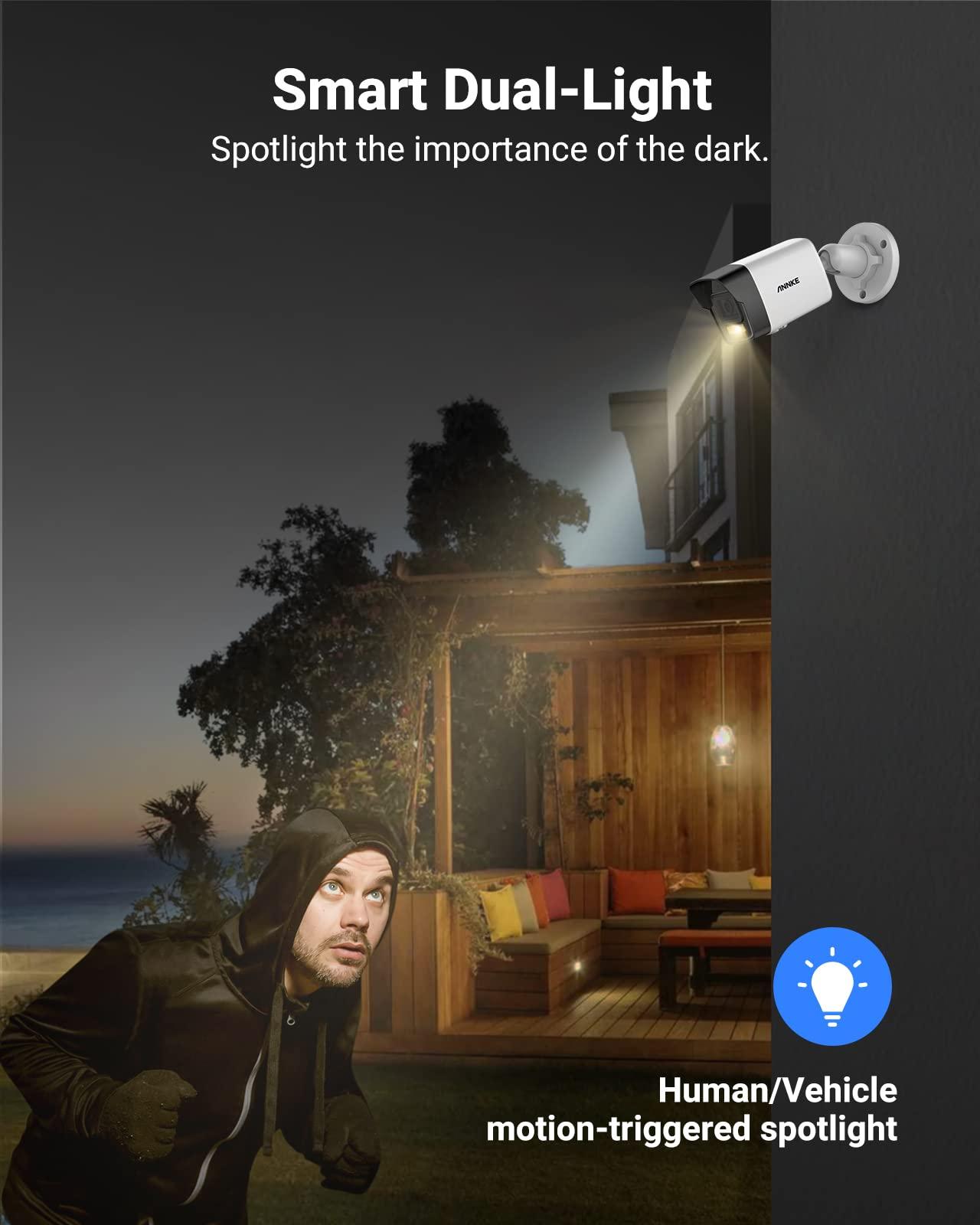 ANNKE ANNKE AH500 3K 8 Channel 4 Camera PoE Security System with 2TB HDD, Color & IR Night Vision, Human & Vehicle Detection, IP67 Outdoor Camera for Home Business Security