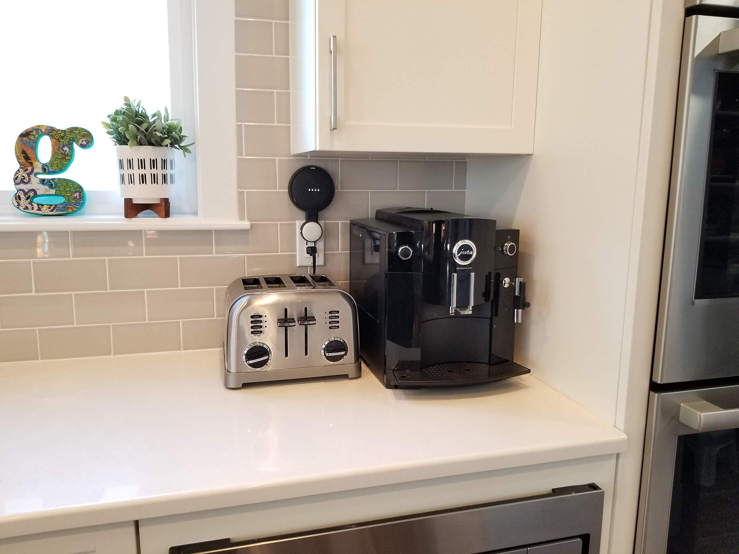 Mount Genie The Mini Genie for Google Nest Mini (2nd Gen) | Multi-Pack Disc. | Lowest Profile | No Ugly Bulk | Vertical or Horizontal | Outlet Wall Mount Hanger Stand (White, 1-Pack)