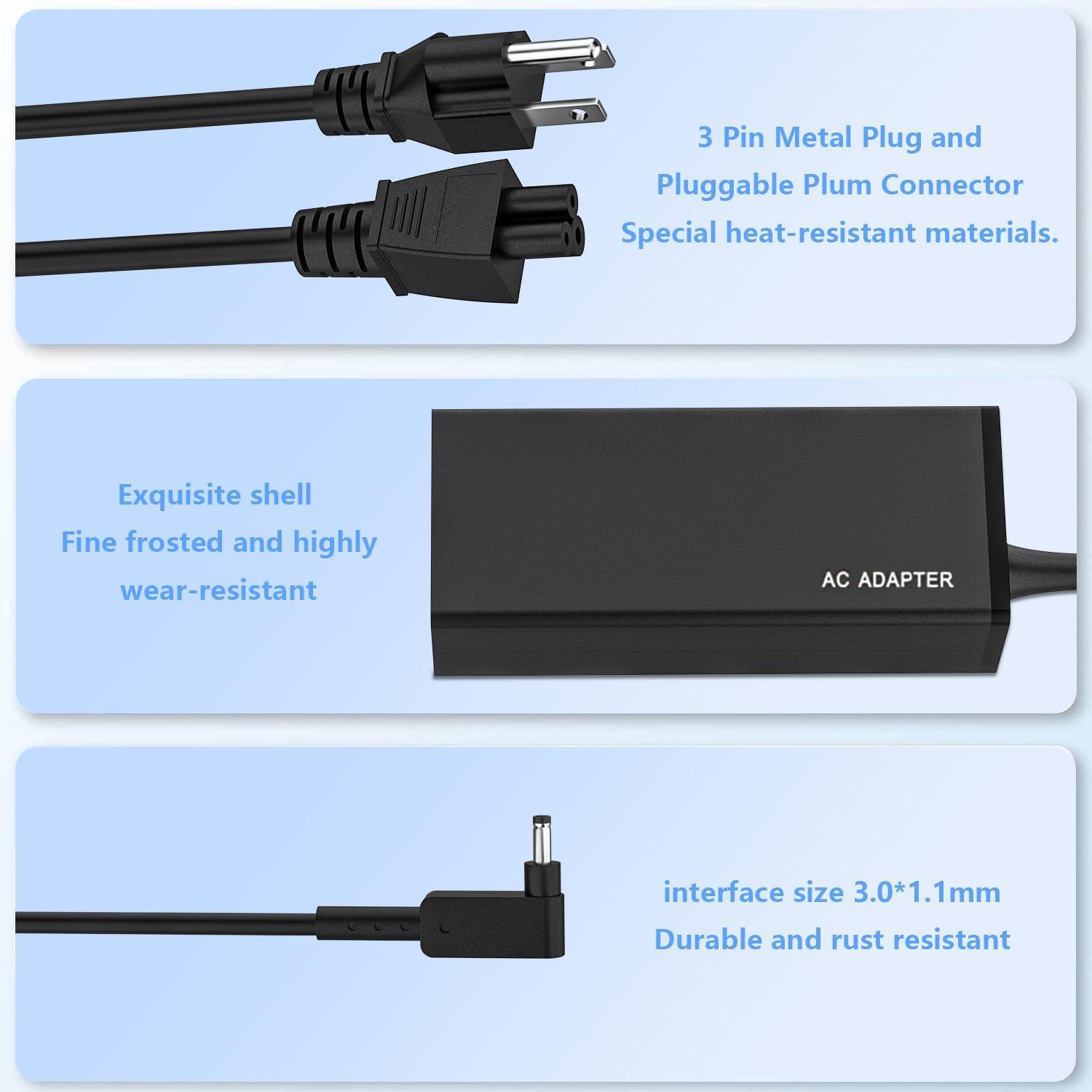 Smsutu N20C5 N23C3 N20C4 N19H2 45W 3.0*1.1mm AC Charger Fit for Acer A515-45-R74Z A515-46 A315-23 A315-24P A115-31 A515-56 A115-32 A515-58 ADP-45FE F PA-1450-26 A13-045N2A AK.045AP.075 Adapter Laptop Power