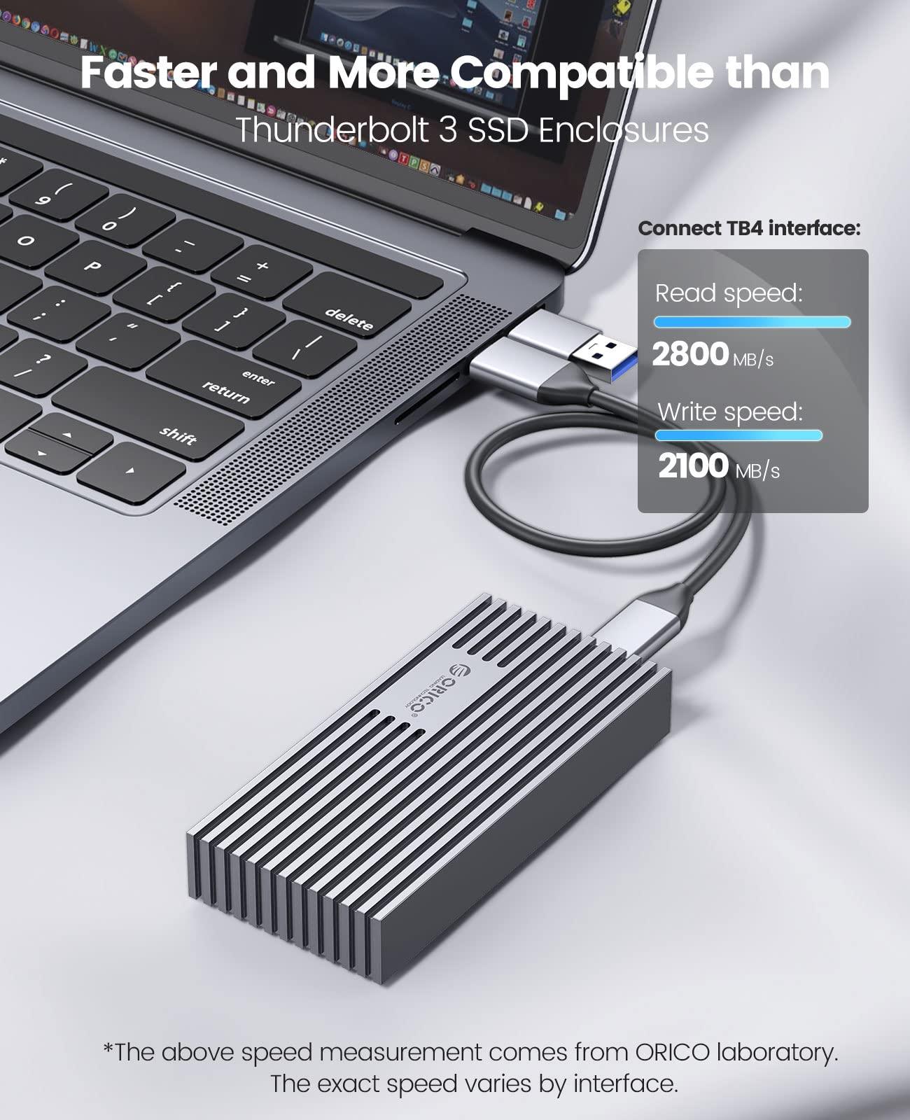ORICO ORICO 2TB DIY Portable SSD - Up to 3200MB/s - USB-C, O7000 2TB Gen 4.0 SSD with 40Gbps M.2 NVMe Enclousre, Compatible with Thunderbolt4/USB4-M234-GY