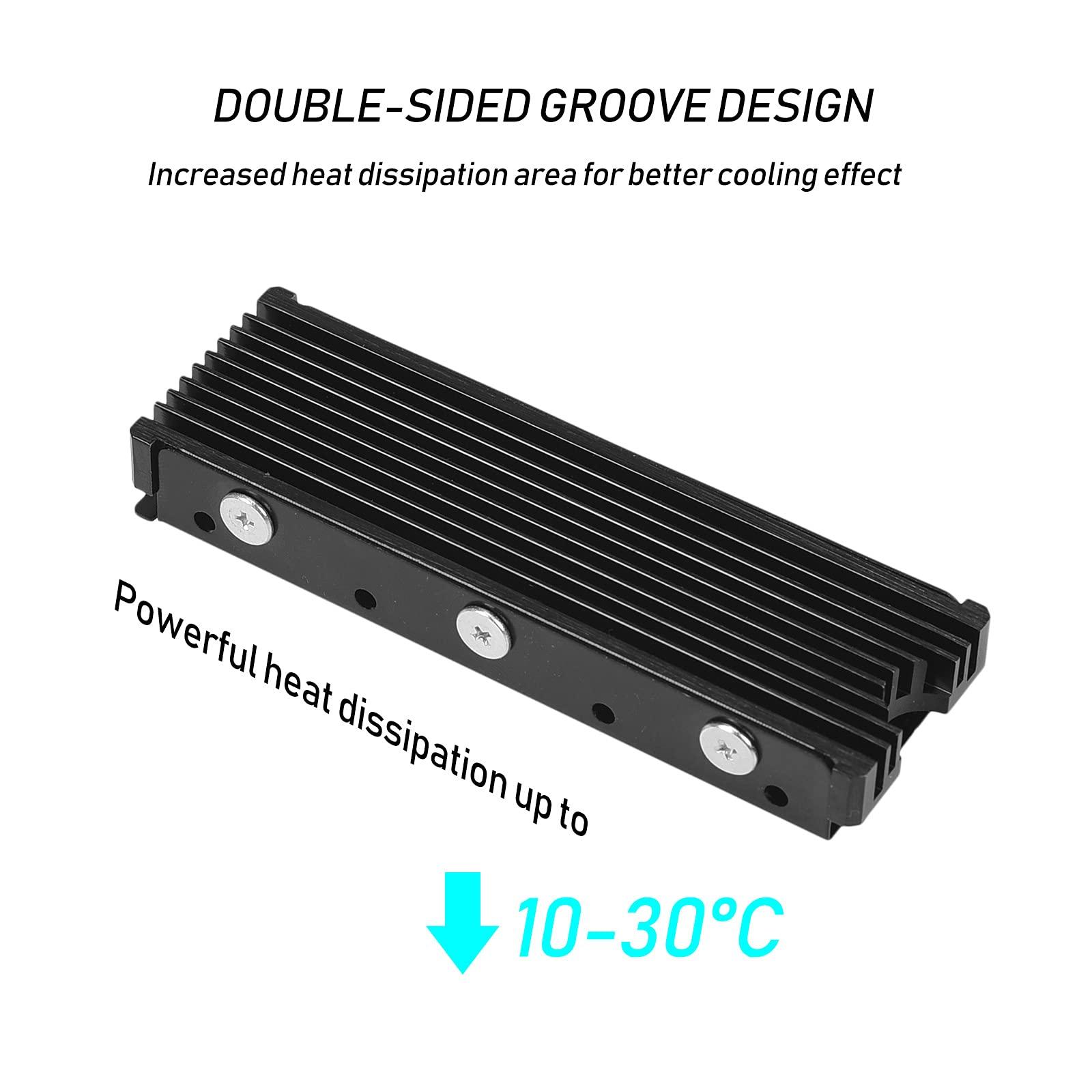 DAMOMCO M.2 PS5 SSD NVMe Heatsink for Samsung 990 980 Pro 970 EVO Plus SN570 SN750 SN850 Firecuda 530 NVME or SATA m2 2280 SSD Cooling Heatsink, Black
