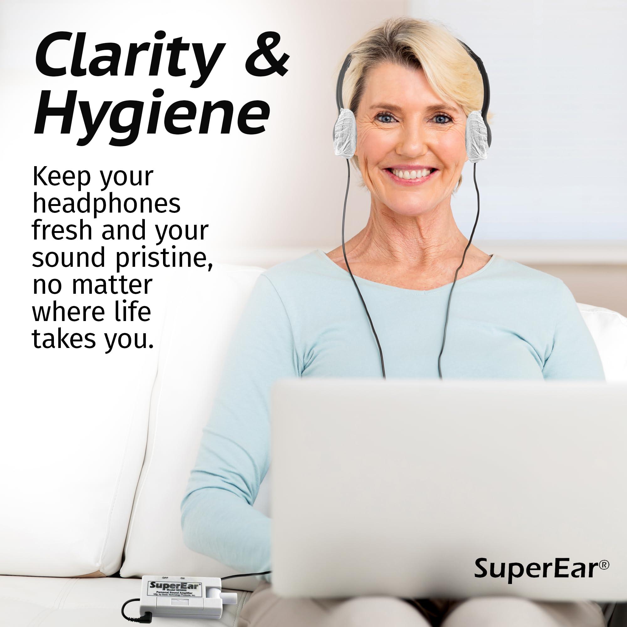 SuperEar SuperEar Bundle: Personal Sound Amplifier Model SE5000 (PSAP) Pocket-Size Audio Amplifier with Headphones and Earbuds for Listening Assist & 50 Pair, 2.5" Disposable Sanitary Ear Covers for Hygiene
