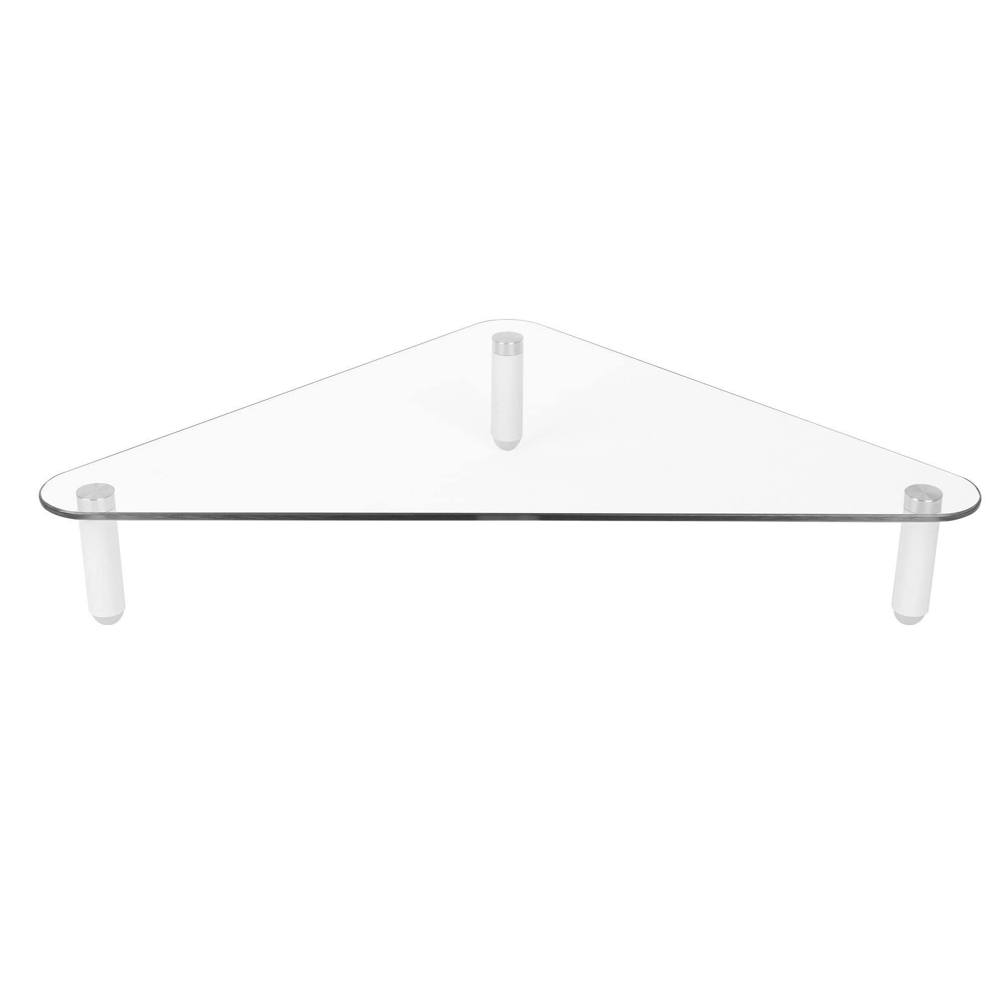 Kantek Kantek Corner Desk Glass Computer Monitor Stand Riser, 5mm Tempered Glass Platform, Holds Up to 40 Lbs, Keyboard Storage, 19.7\" X 11\" X 3.25\", Clear
