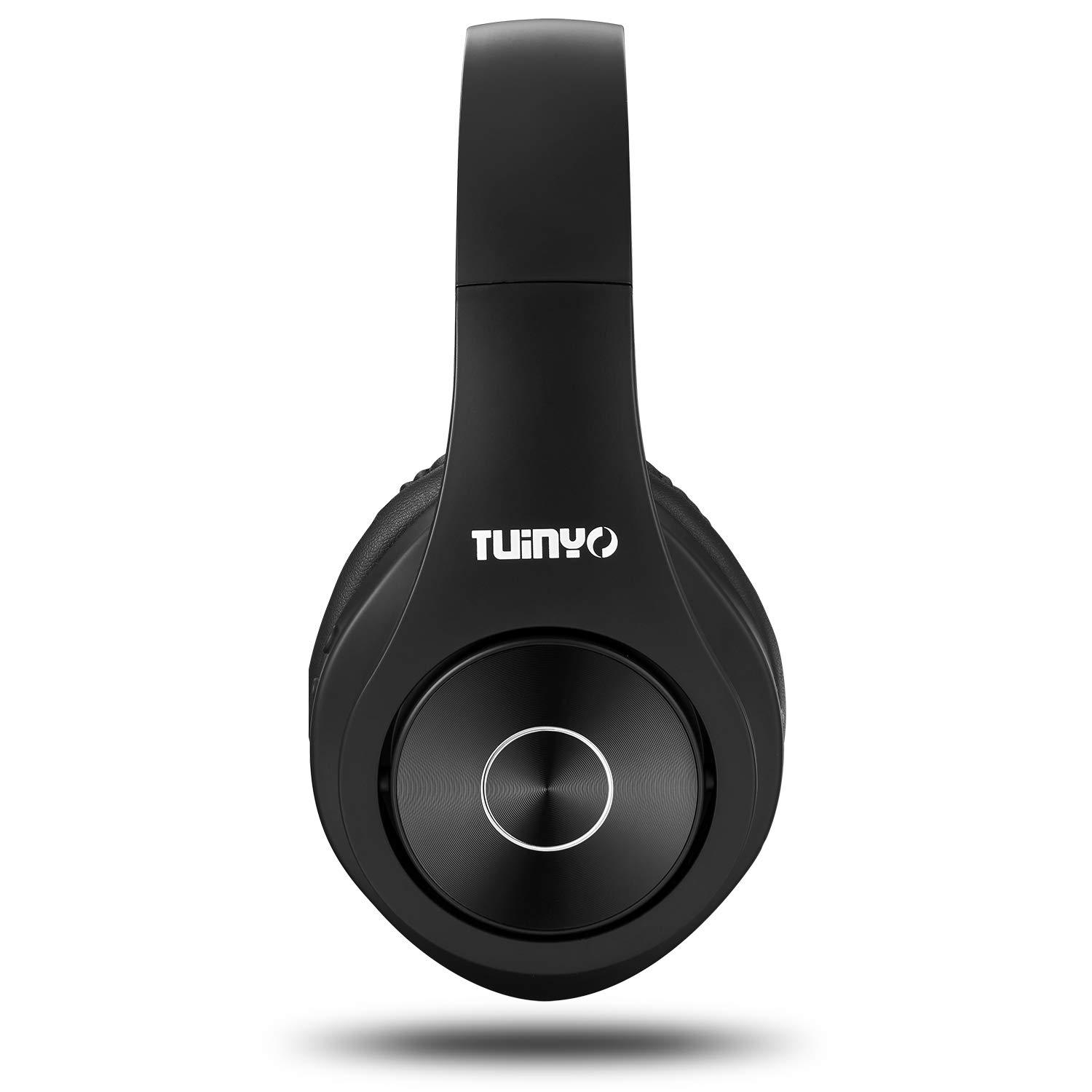 TUINYO TUINYO Wireless Headphones Over Ear, Bluetooth Headphones with Microphone, Foldable Stereo Wireless Headsetfor Travel Work TV PC Cellphone-Black