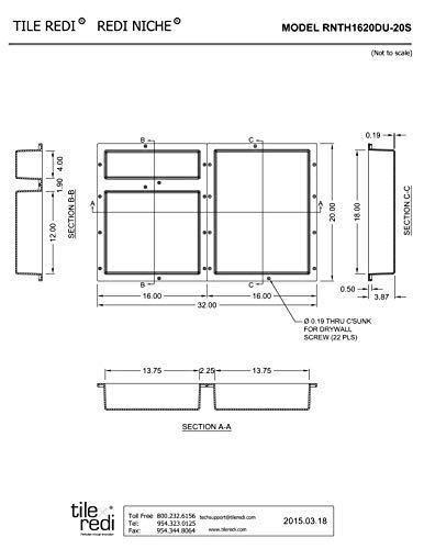 Tile Redi USA Redi Niche Triple Niche Recessed Shower Shelf- Black, Three Inner Shelves , 32-Inch Width x 20-Inch Height x 4-Inch Depth