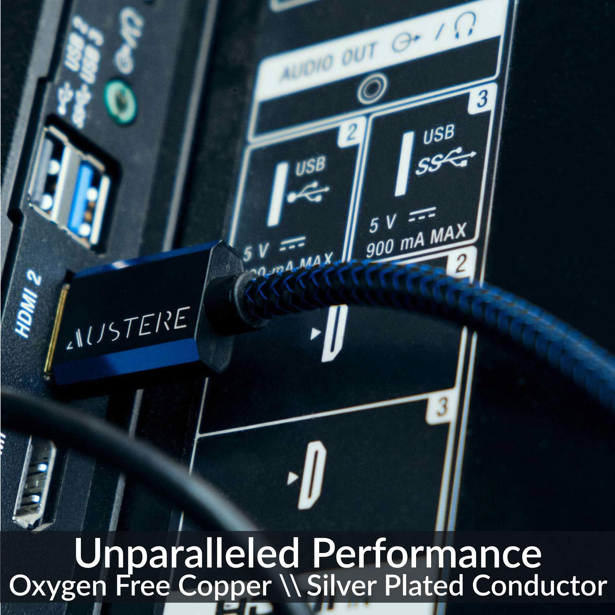 AUSTERE Austere V Series 4K HDMI Cable 1.5m \ 4K HDR, High Fidelity ARC, Pure Gold Contacts, Pure Silver-Plated Conductors, aDesign Precision Connector Housing, LinkFit Locking Connectors & WovenArmor Cable