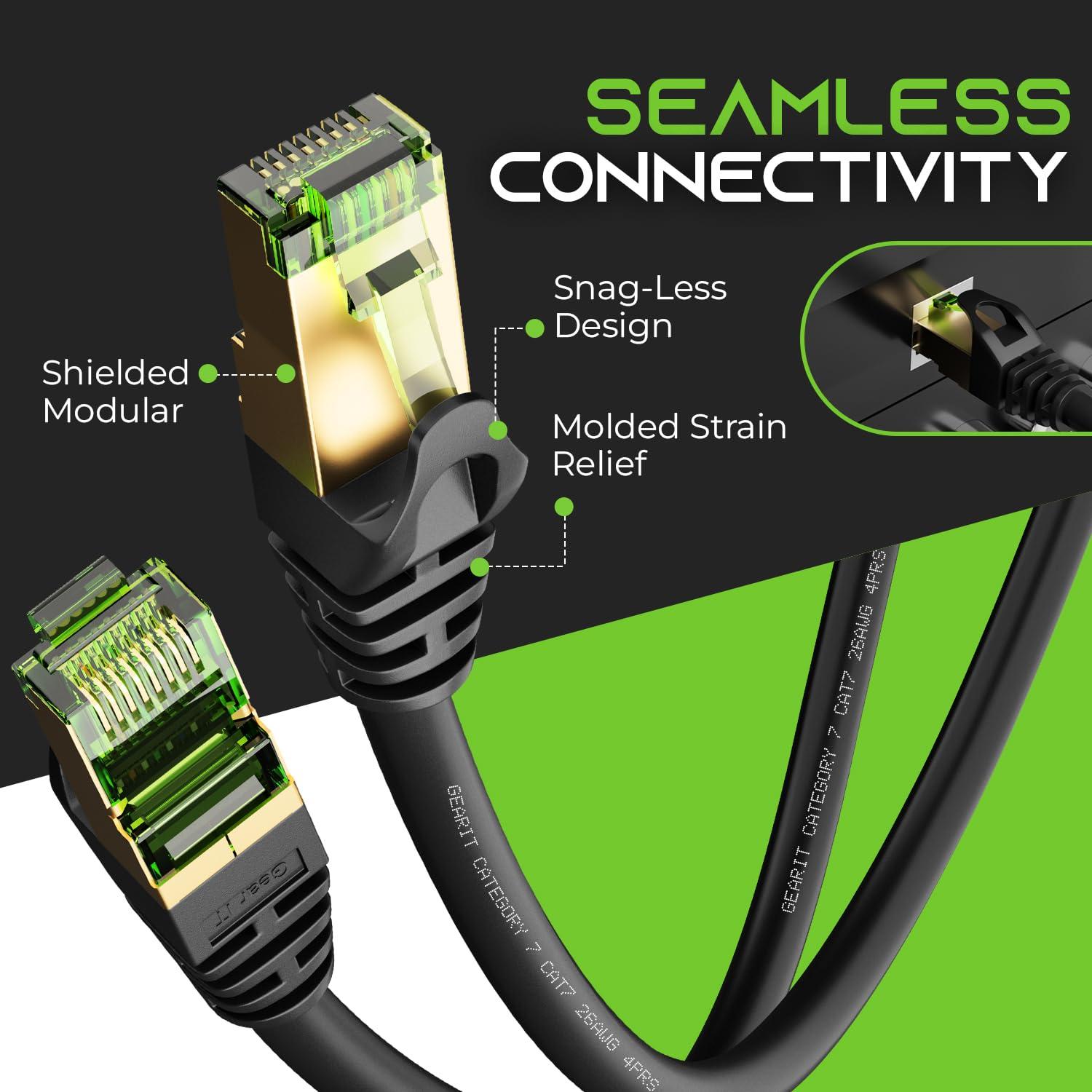 GearIT GearIT Cat7 Outdoor Ethernet Cable (100ft) SFTP Shielded Foil Twisted Pair, Pure Copper, LLDPE, Waterproof, Direct Burial, In-Ground, UV Resistant, POE, Network, LAN, Internet, Cat 7-100 Feet